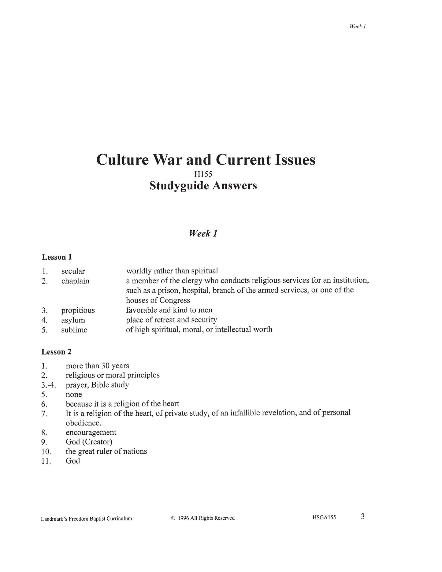 History Grade 11 - Culture War / Current Issues (ELECTIVE)