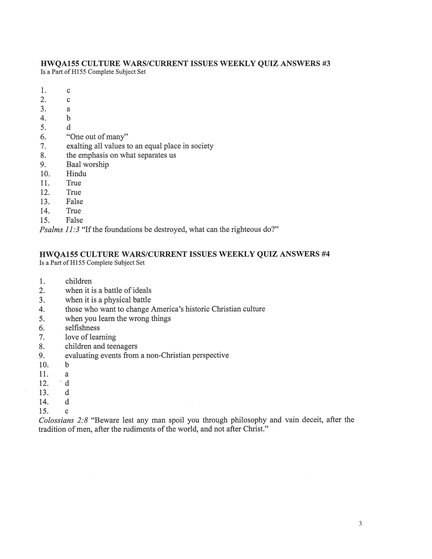 History Grade 11 - Culture War / Current Issues (ELECTIVE)