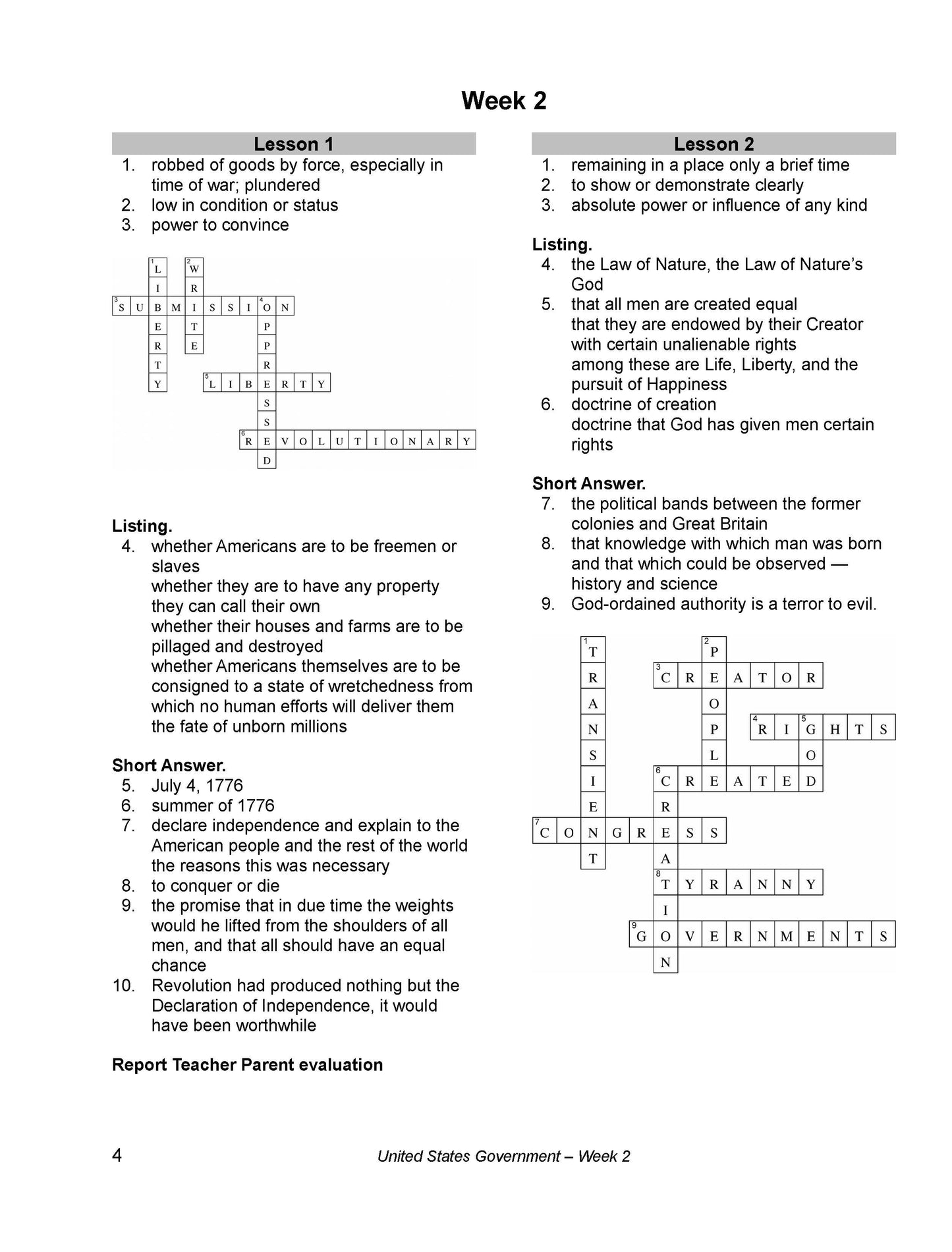 History Grade 12 - U.S. Government & Economics