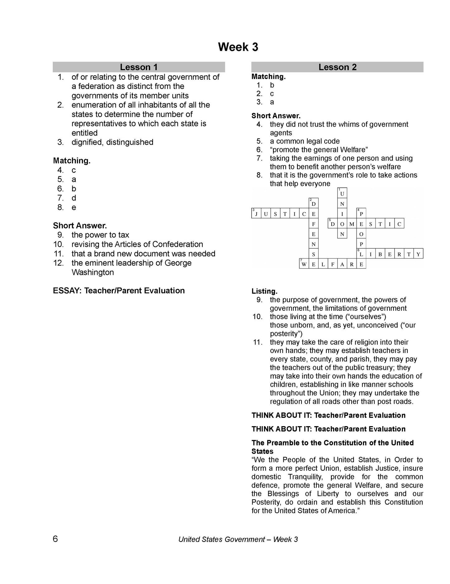 History Grade 12 - U.S. Government & Economics