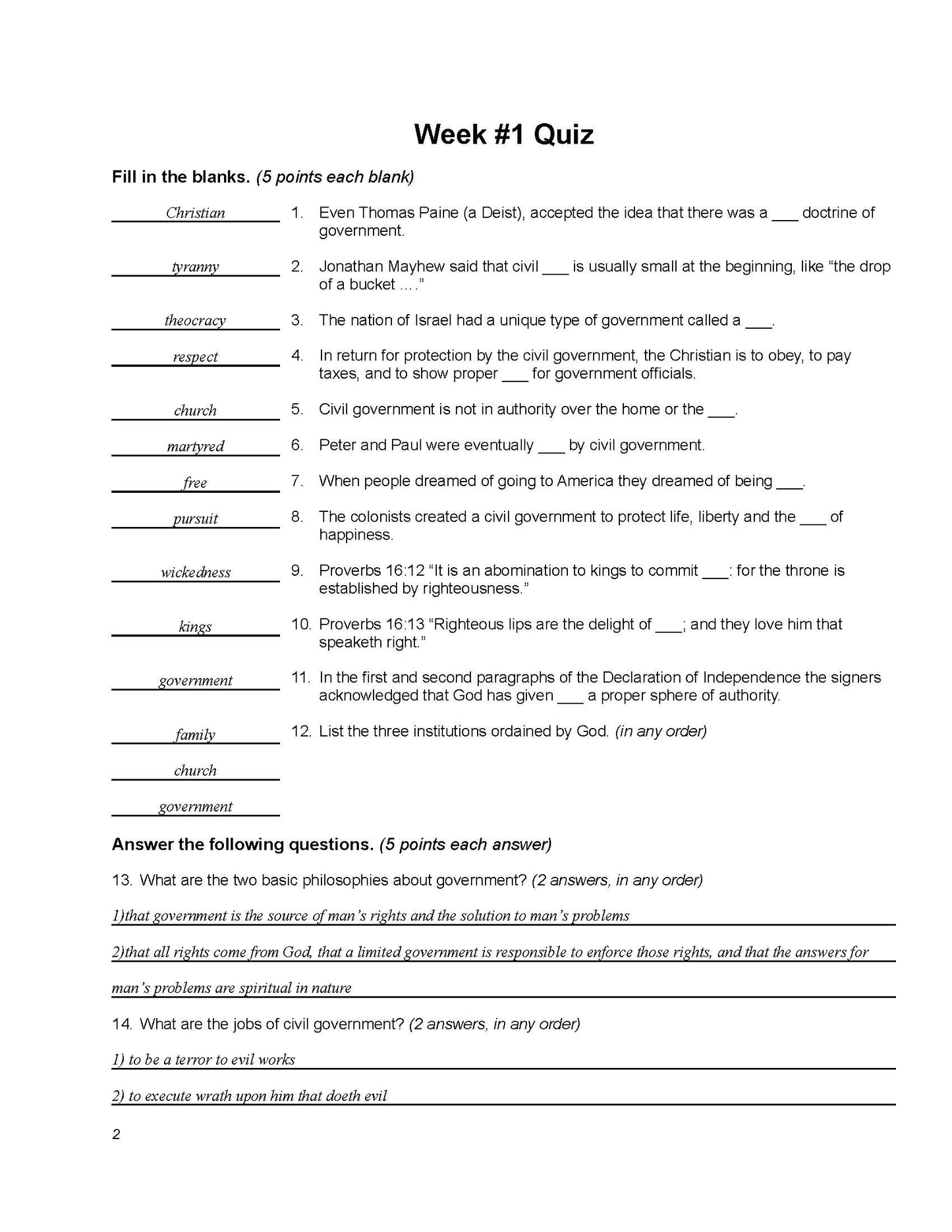 History Grade 12 - U.S. Government & Economics