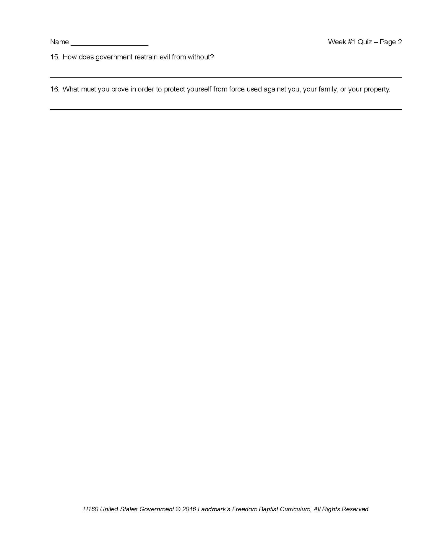 History Grade 12 - U.S. Government & Economics