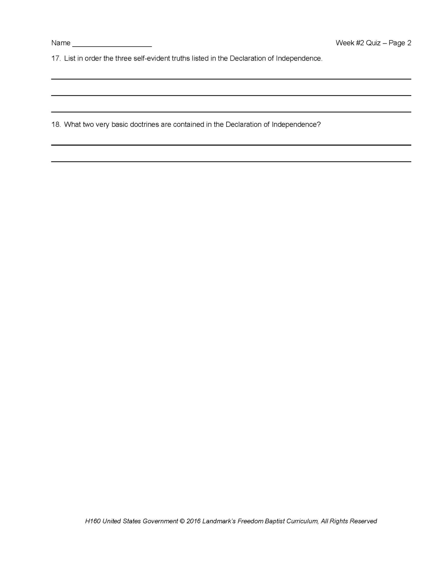 History Grade 12 - U.S. Government & Economics