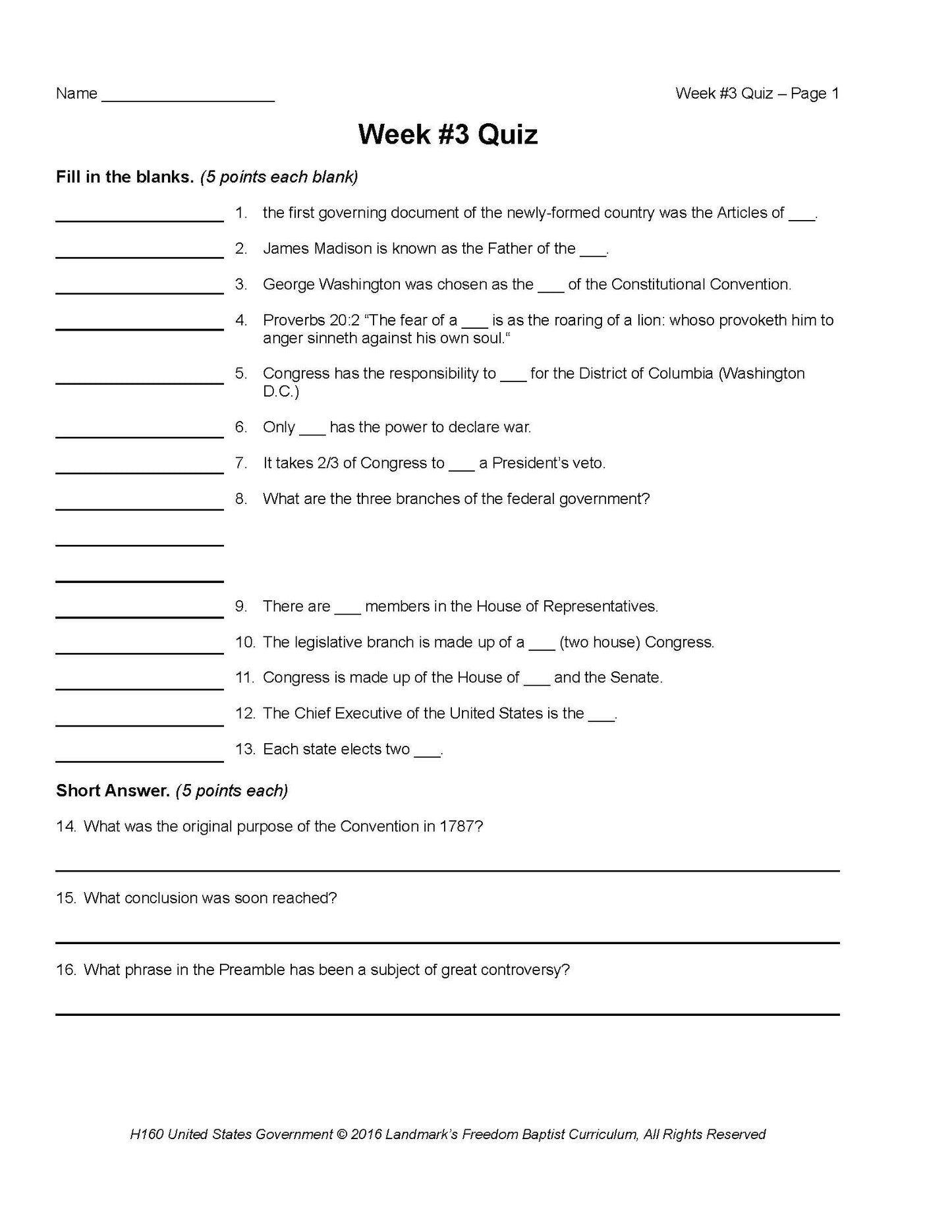 History Grade 12 - U.S. Government & Economics