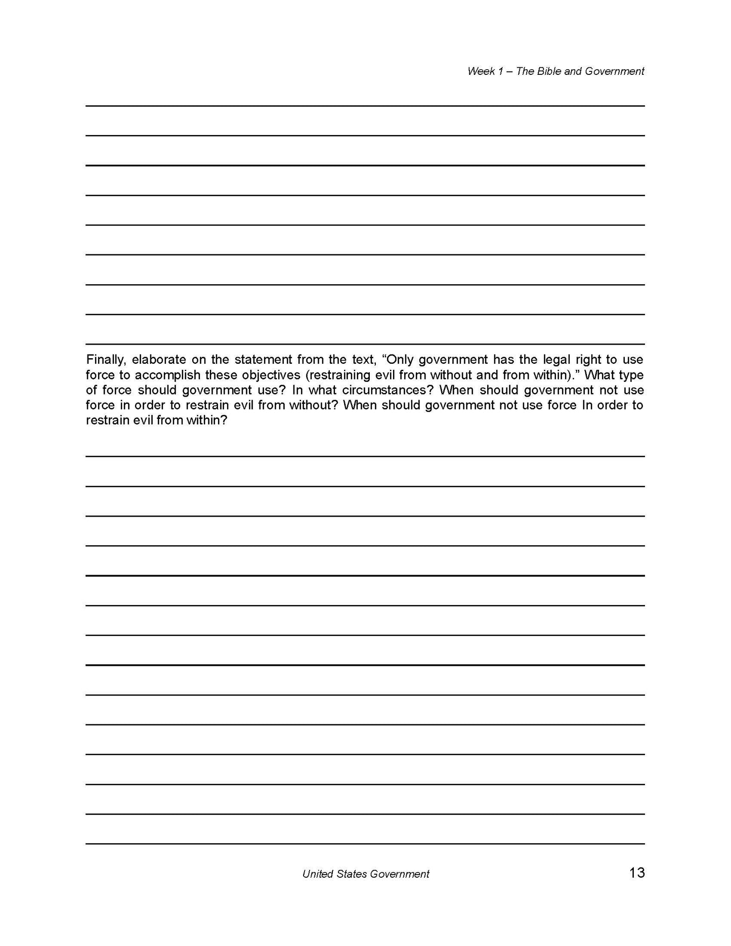 History Grade 12 - U.S. Government & Economics