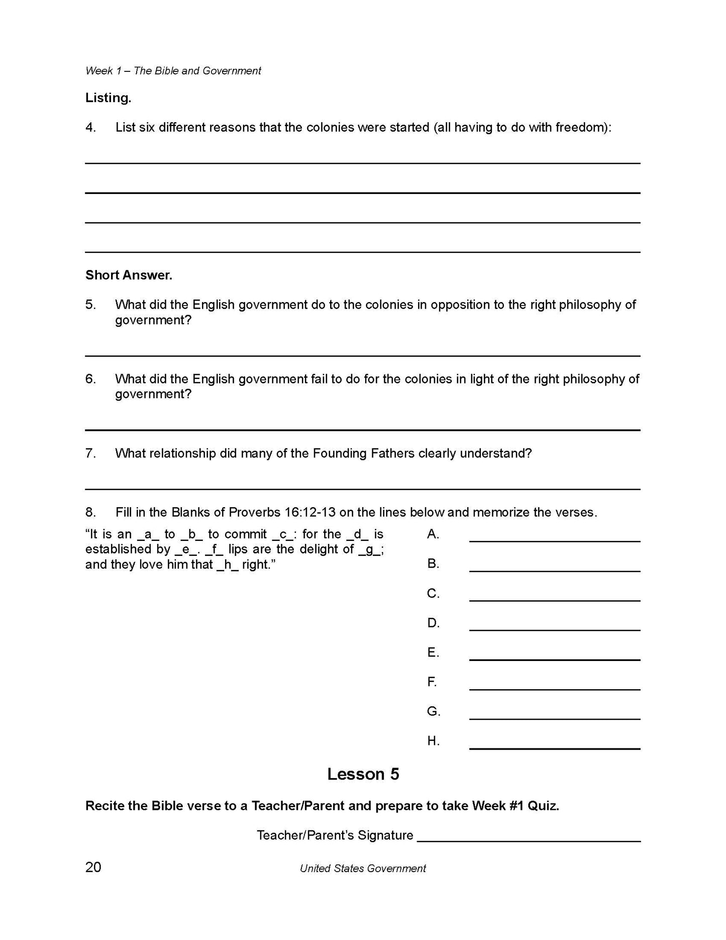 History Grade 12 - U.S. Government & Economics