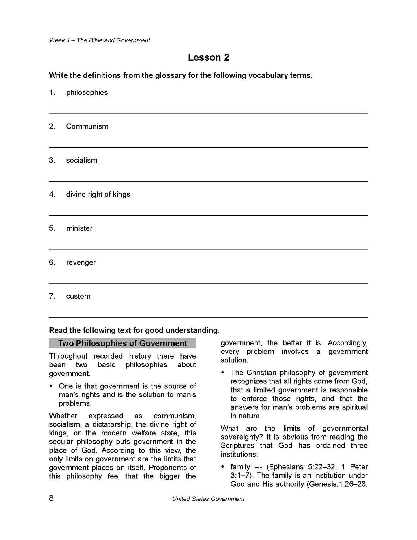 History Grade 12 - U.S. Government & Economics