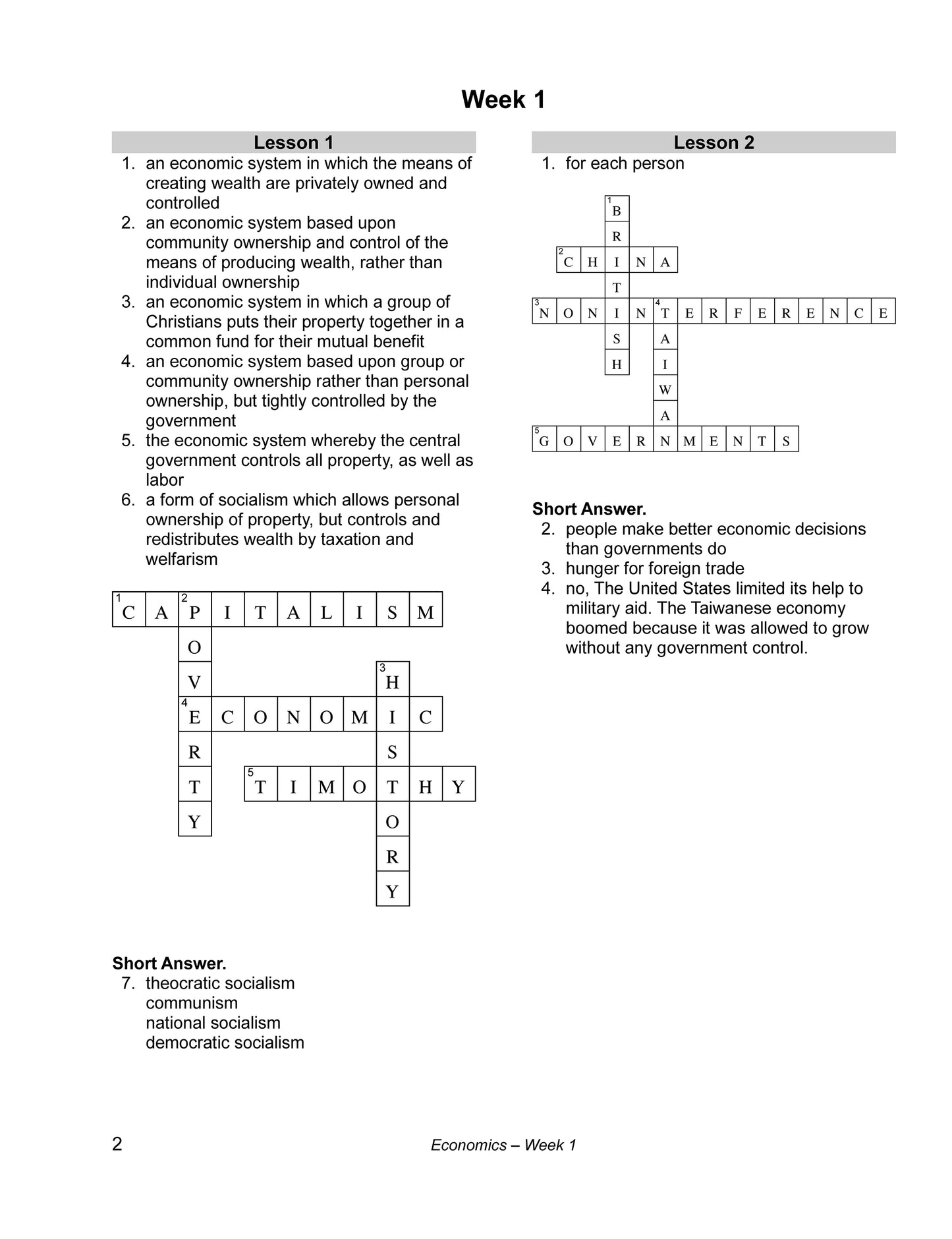 History Grade 12 - U.S. Government & Economics