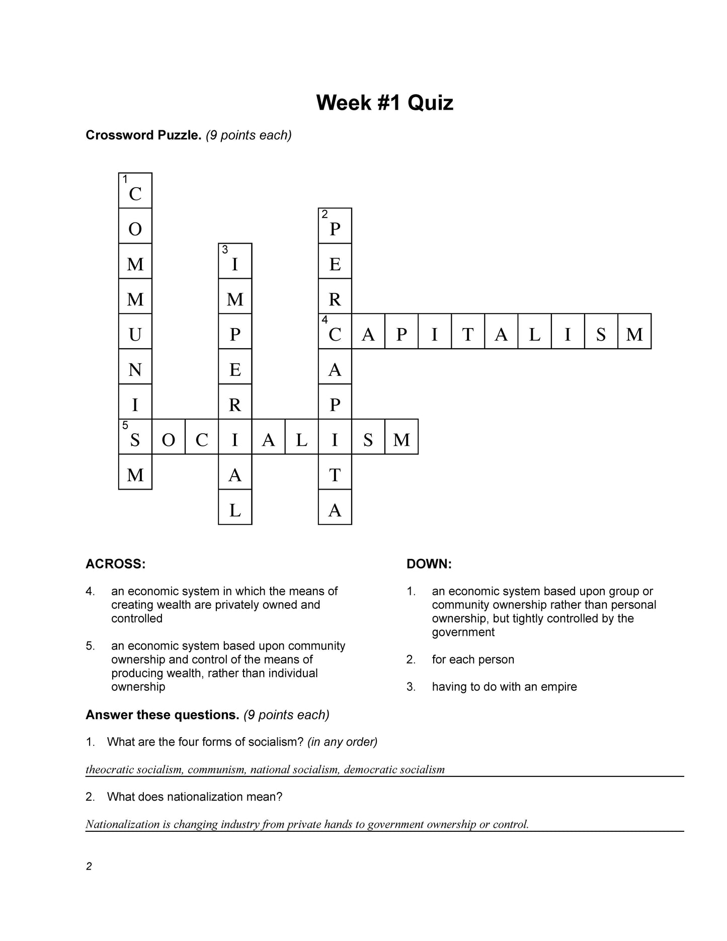 History Grade 12 - U.S. Government & Economics