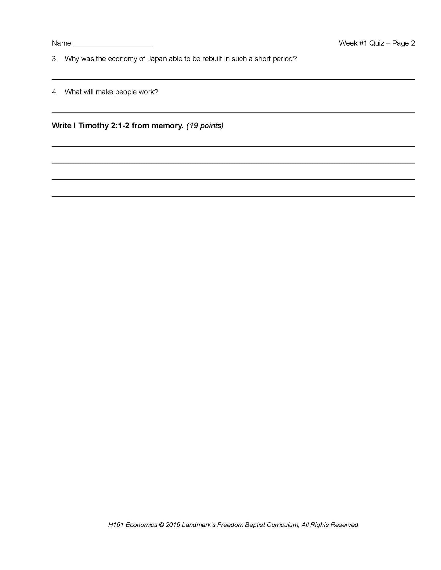 History Grade 12 - U.S. Government & Economics
