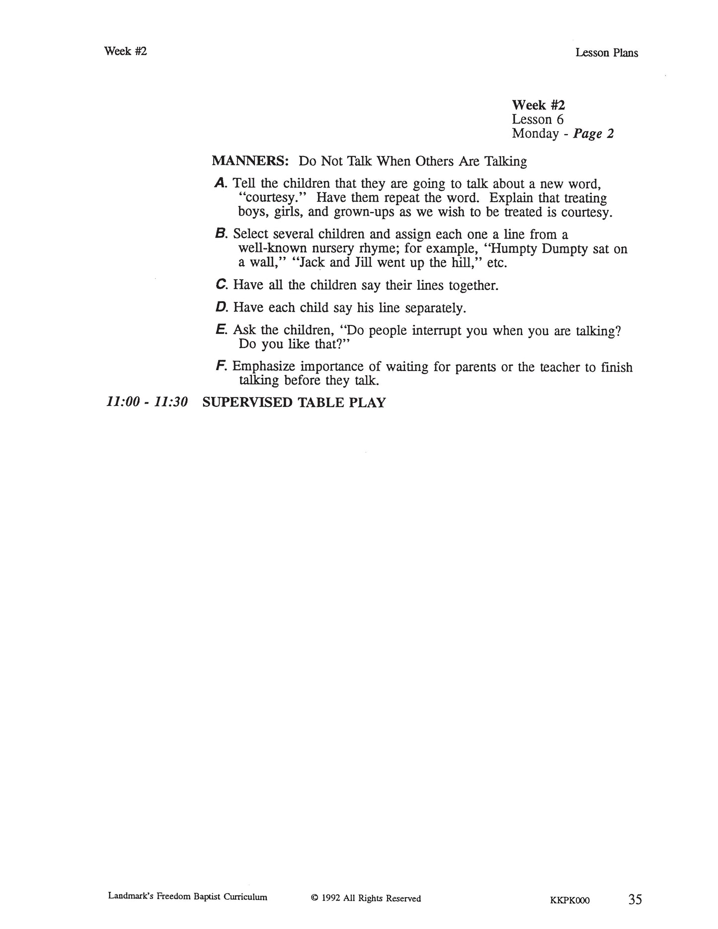 K3 Teacher's Curriculum Manual