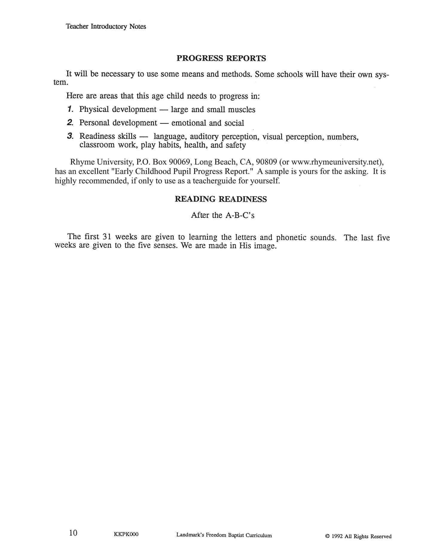 K3 Teacher's Curriculum Manual