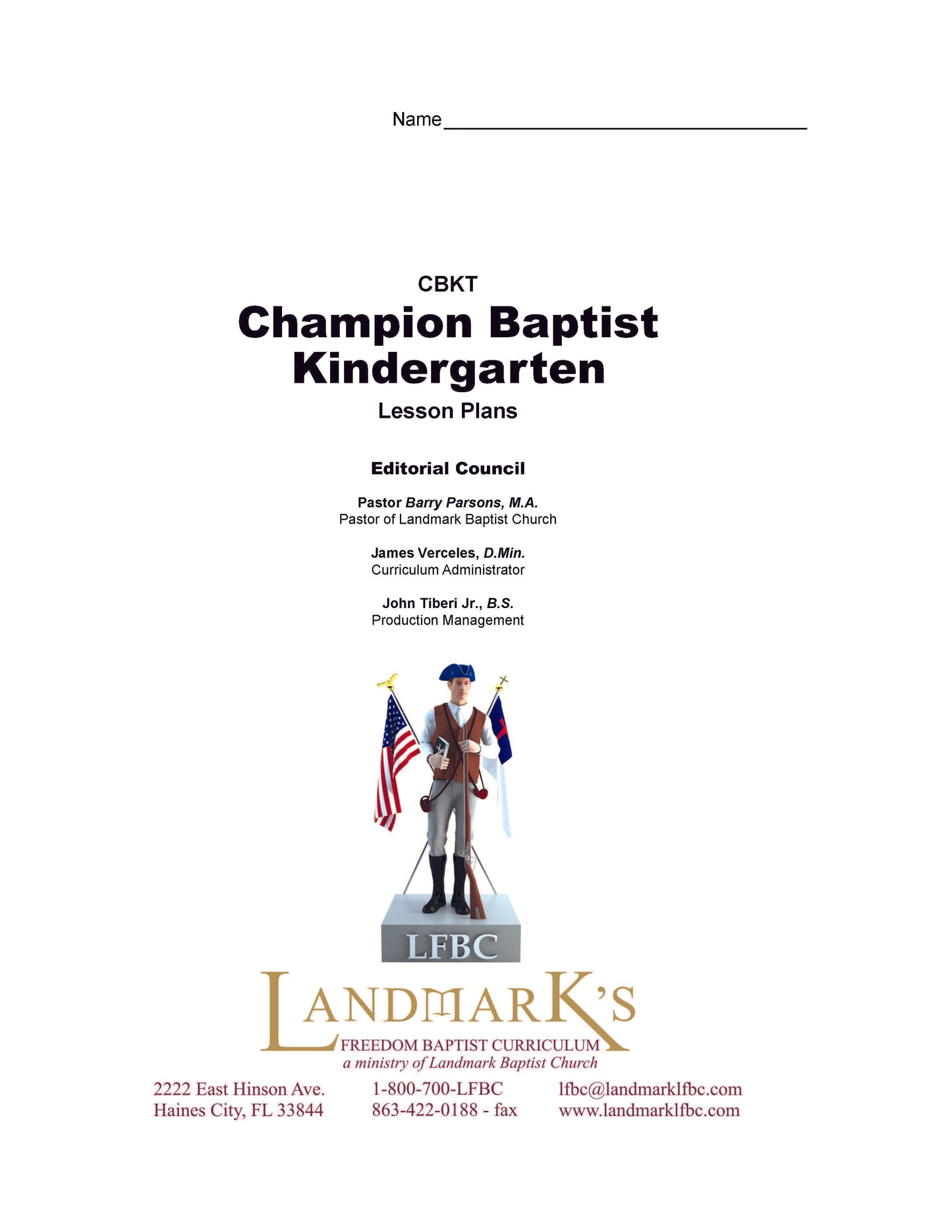 K5 Champion Baptist Kindergarten Teacher's Kit