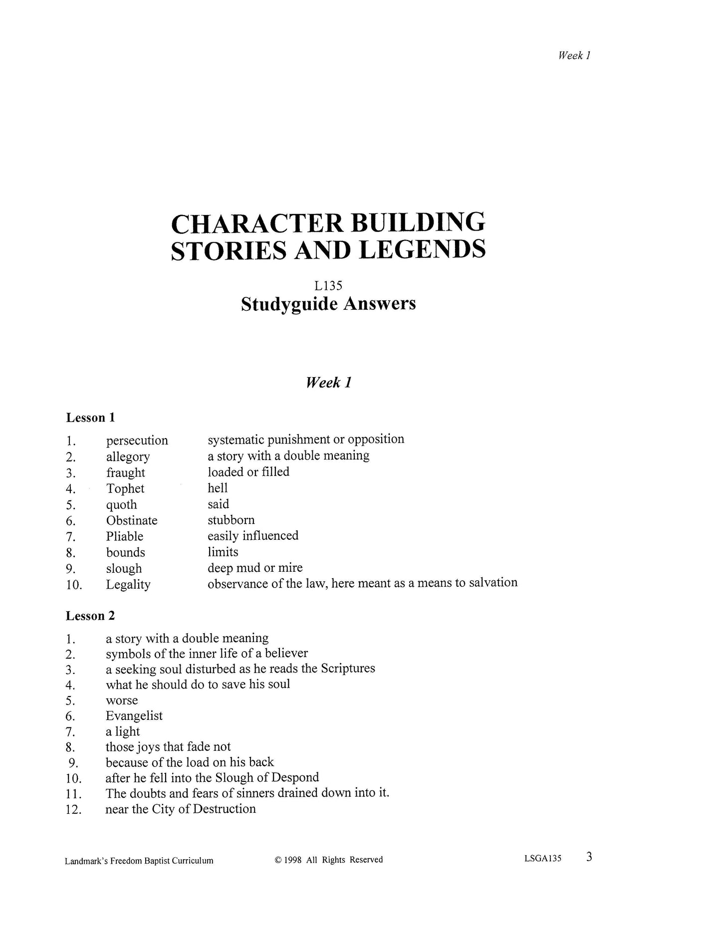 Literature Grade 07 - Character-Building Stories and Legends