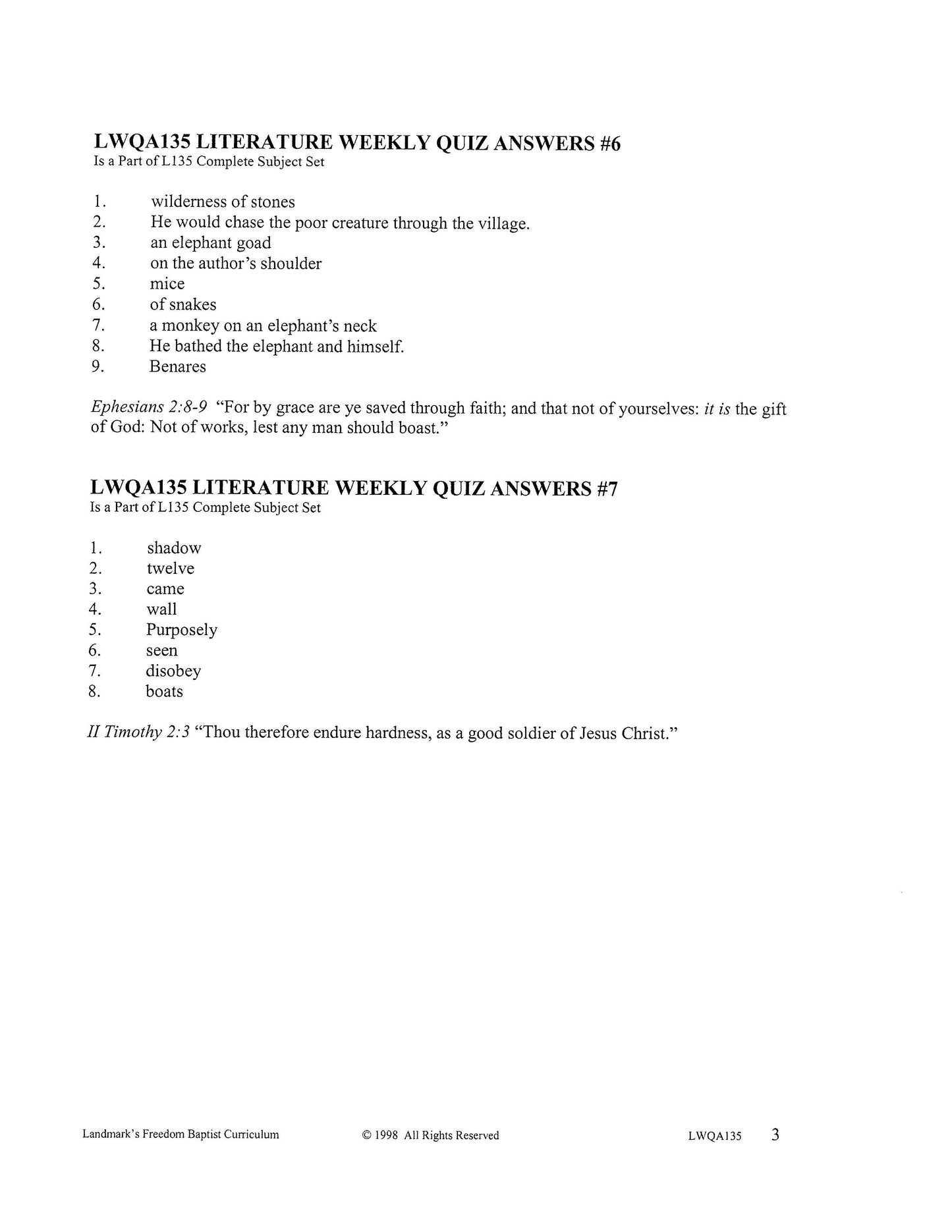 Literature Grade 07 - Character-Building Stories and Legends