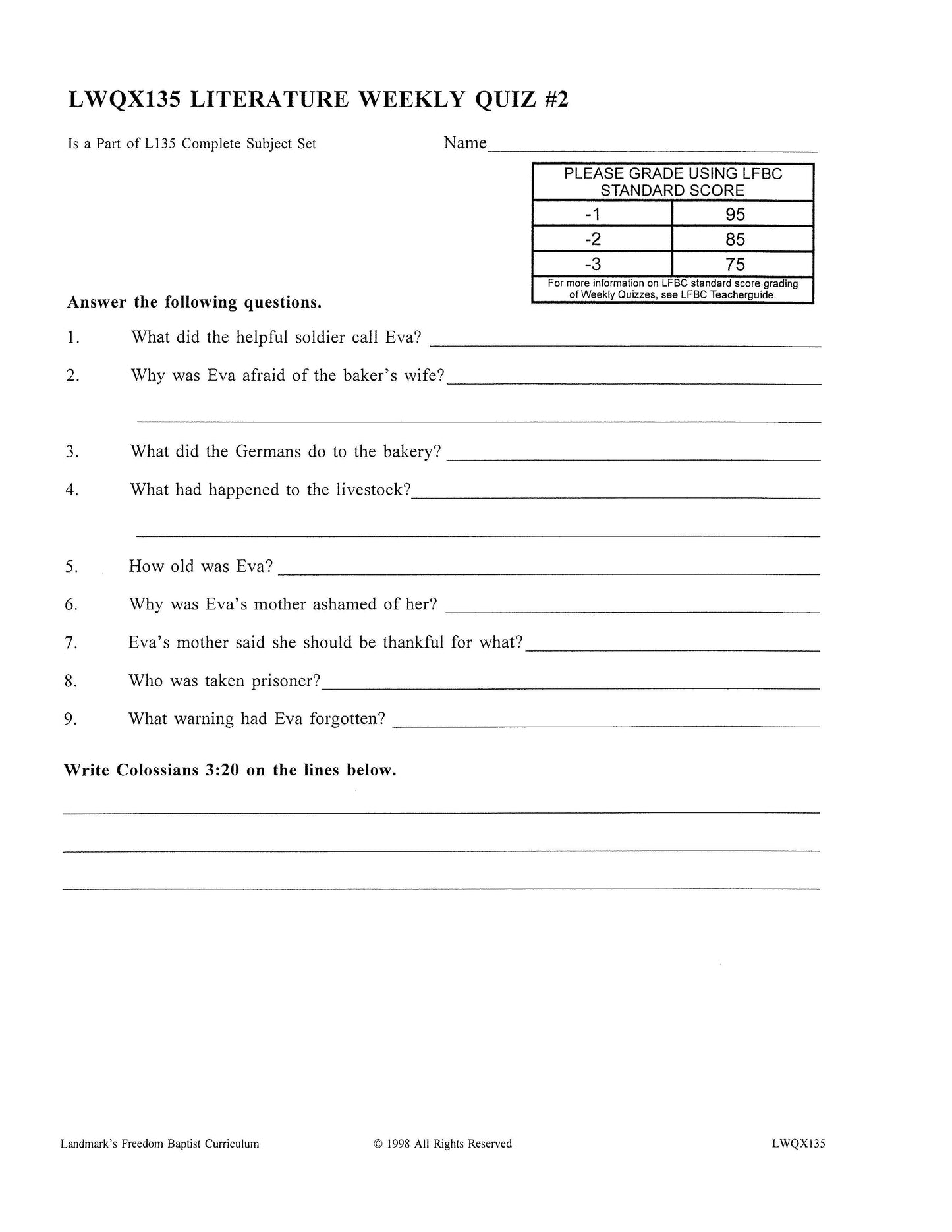 Literature Grade 07 - Character-Building Stories and Legends