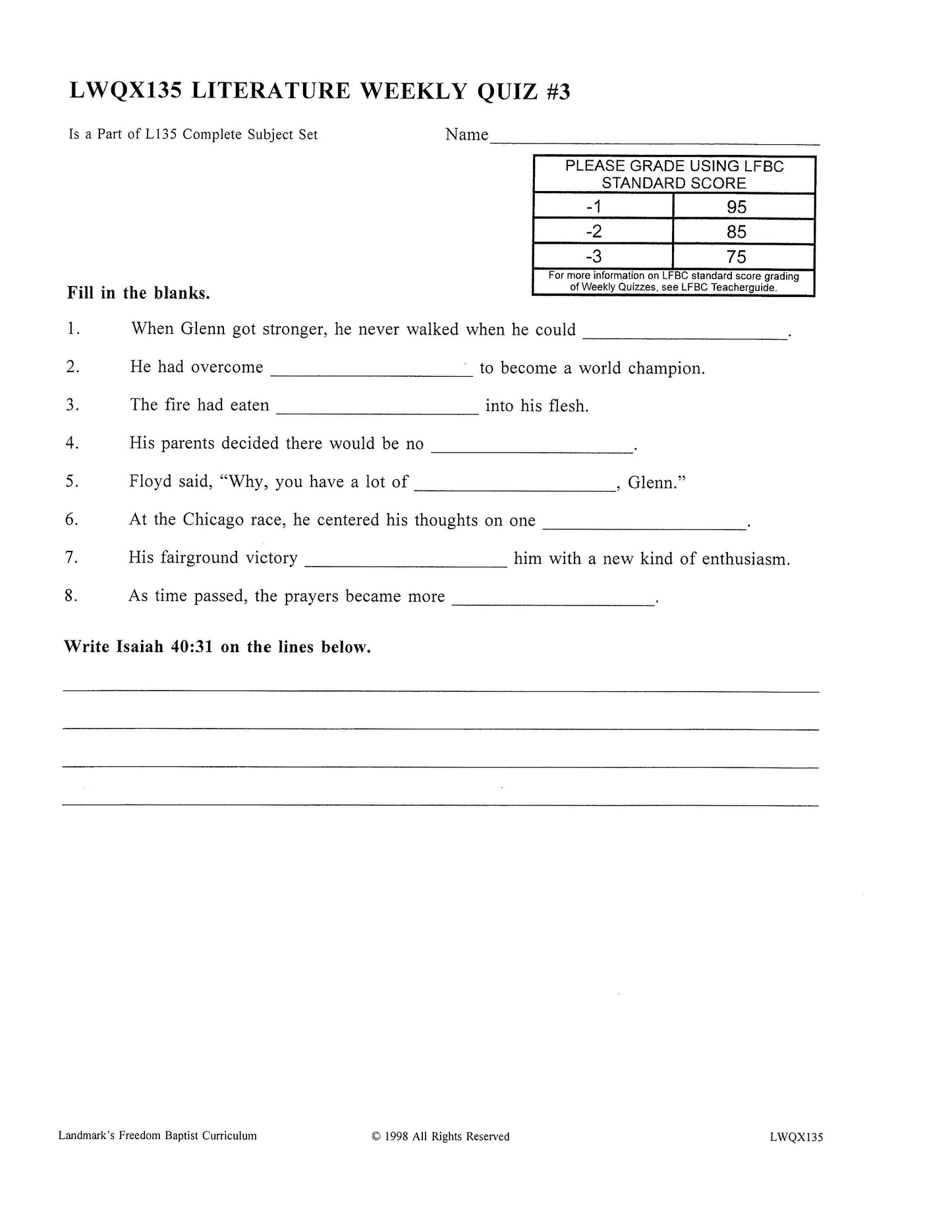 Literature Grade 07 - Character-Building Stories and Legends