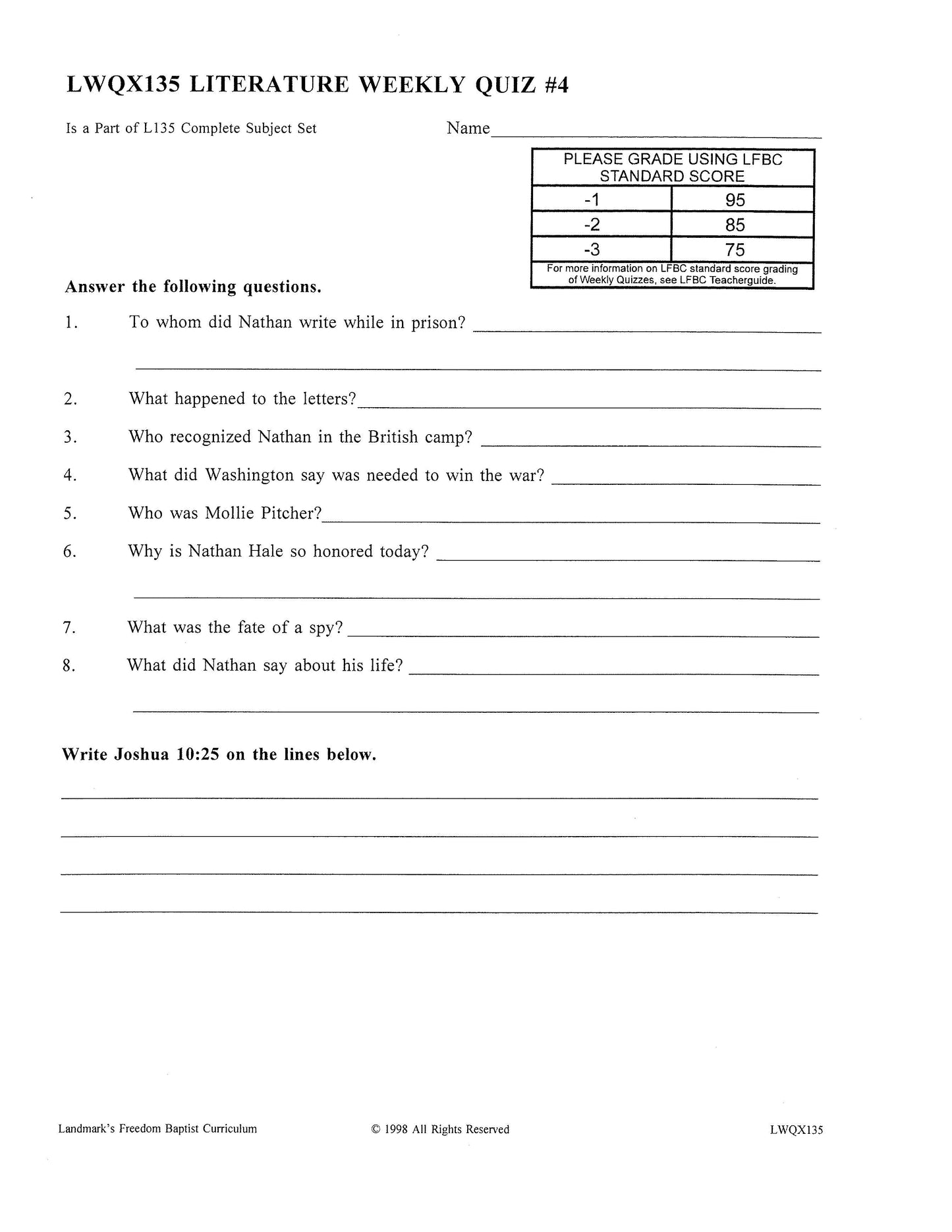 Literature Grade 07 - Character-Building Stories and Legends