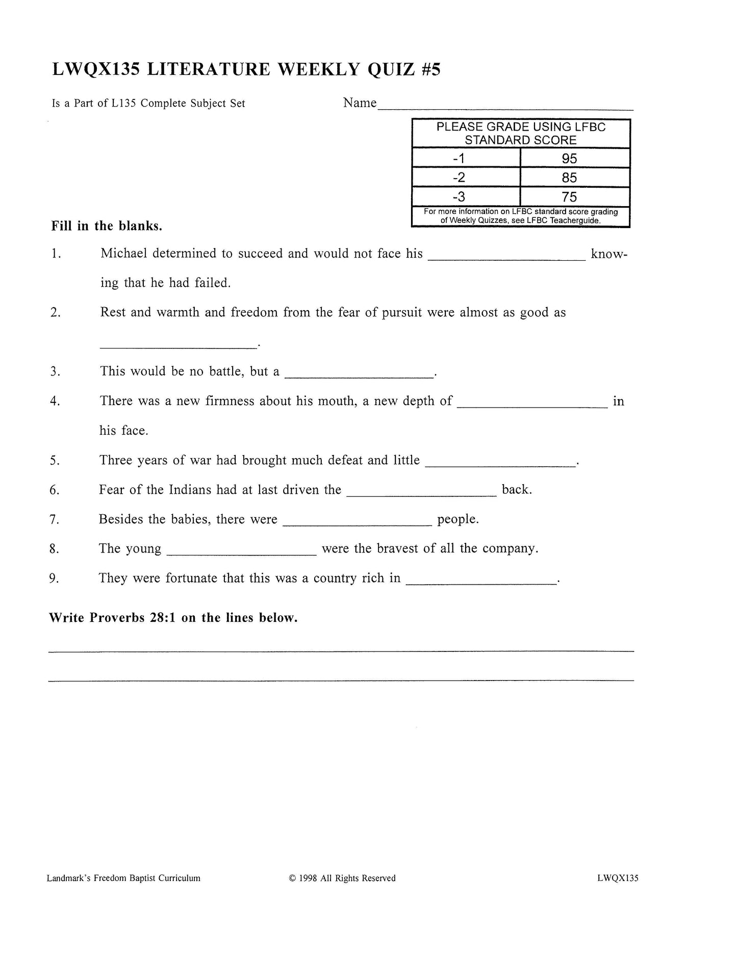 Literature Grade 07 - Character-Building Stories and Legends