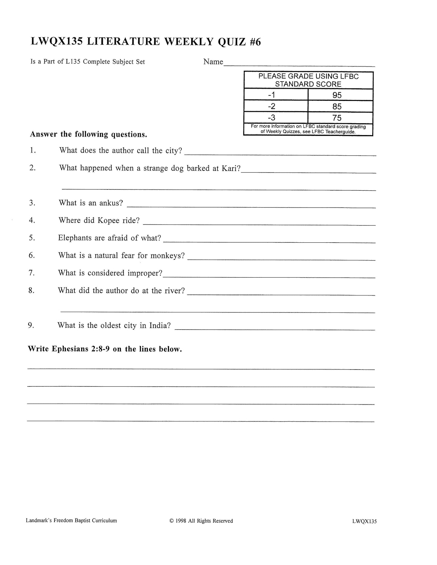 Literature Grade 07 - Character-Building Stories and Legends