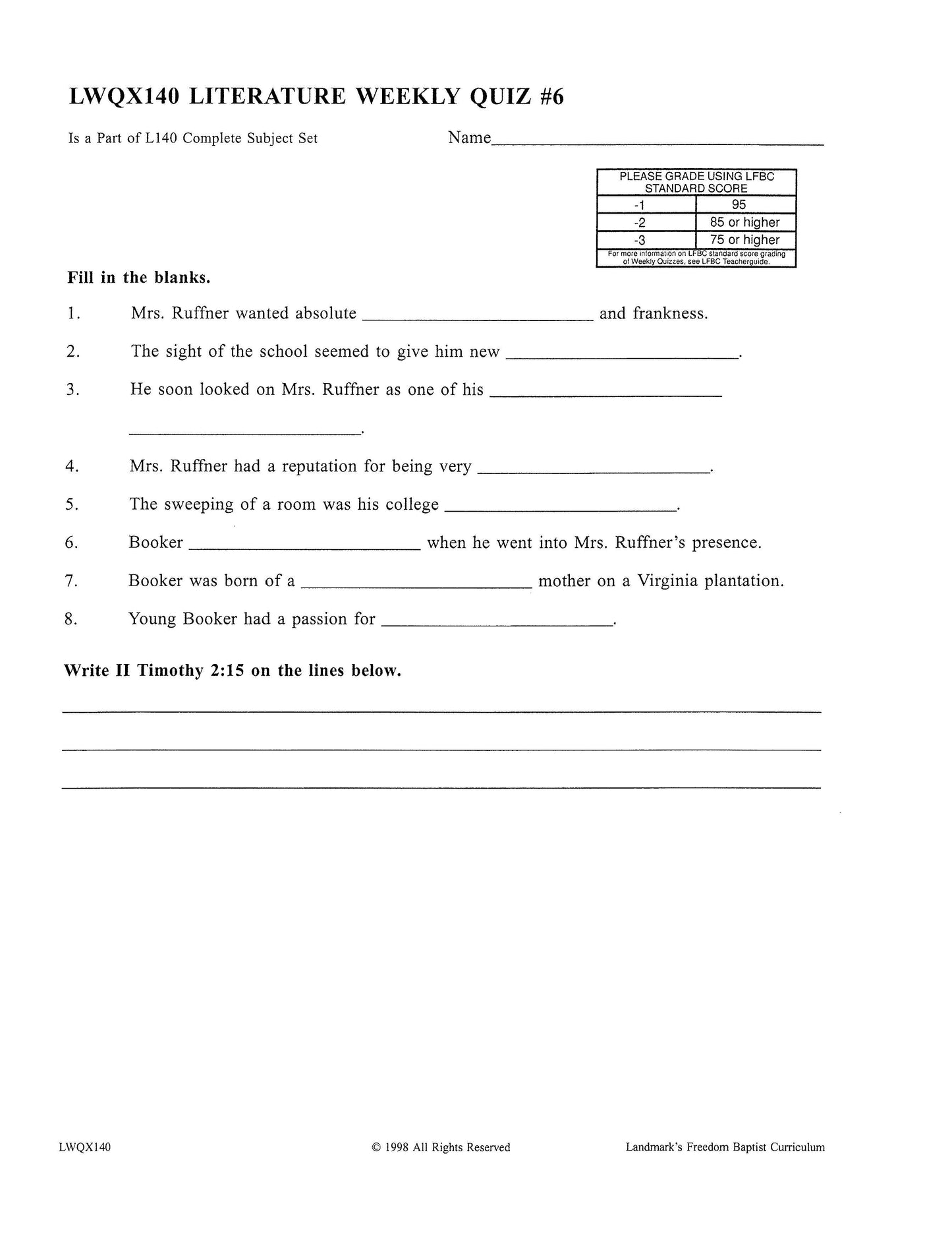 Literature Grade 08 - Character-Building Biographies