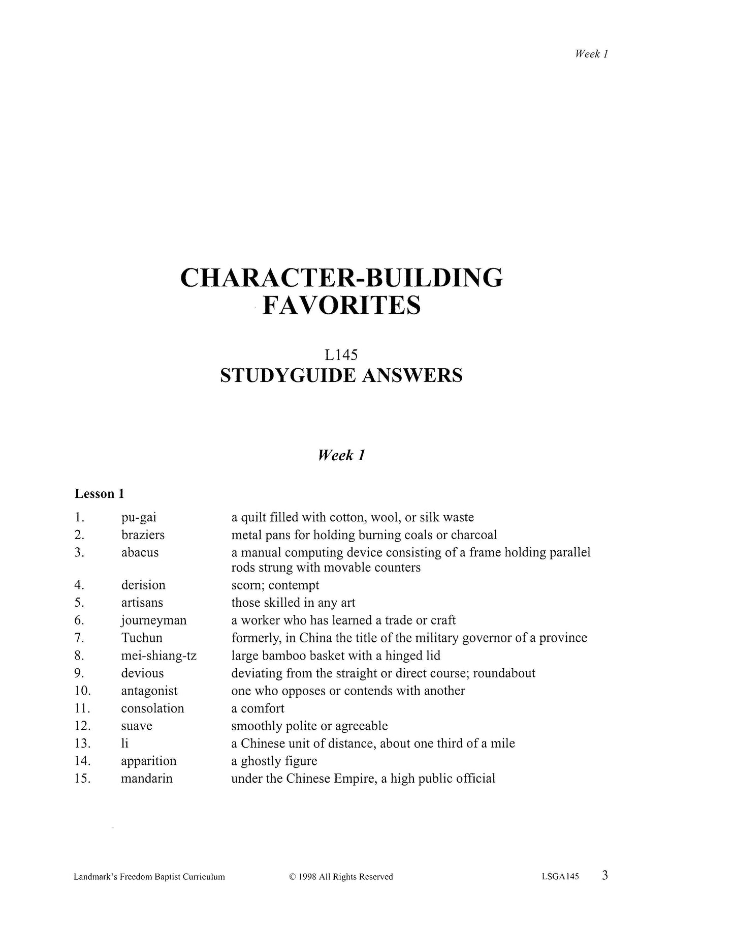 Literature Grade 09 - Character-Building Favorites (ELECTIVE)