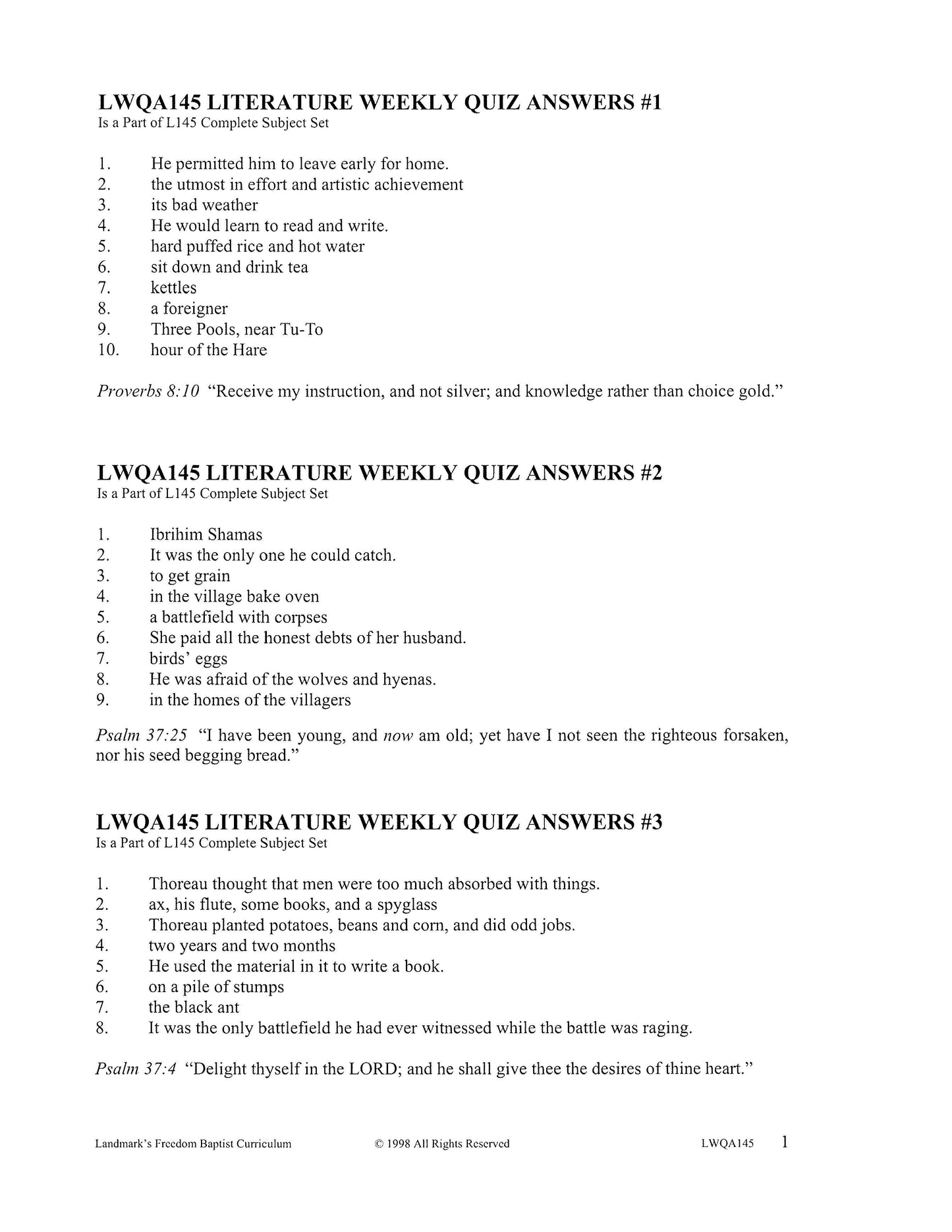 Literature Grade 09 - Character-Building Favorites (ELECTIVE)
