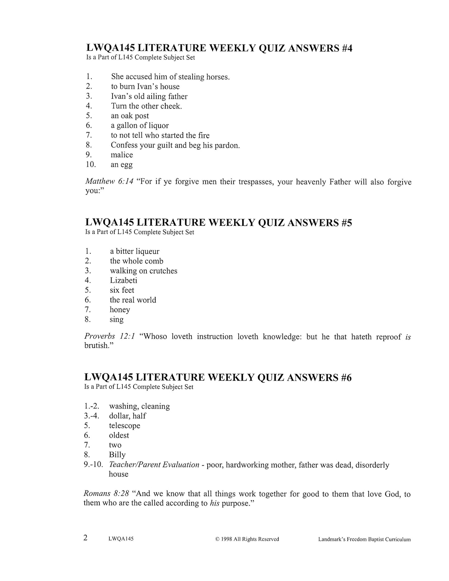 Literature Grade 09 - Character-Building Favorites (ELECTIVE)