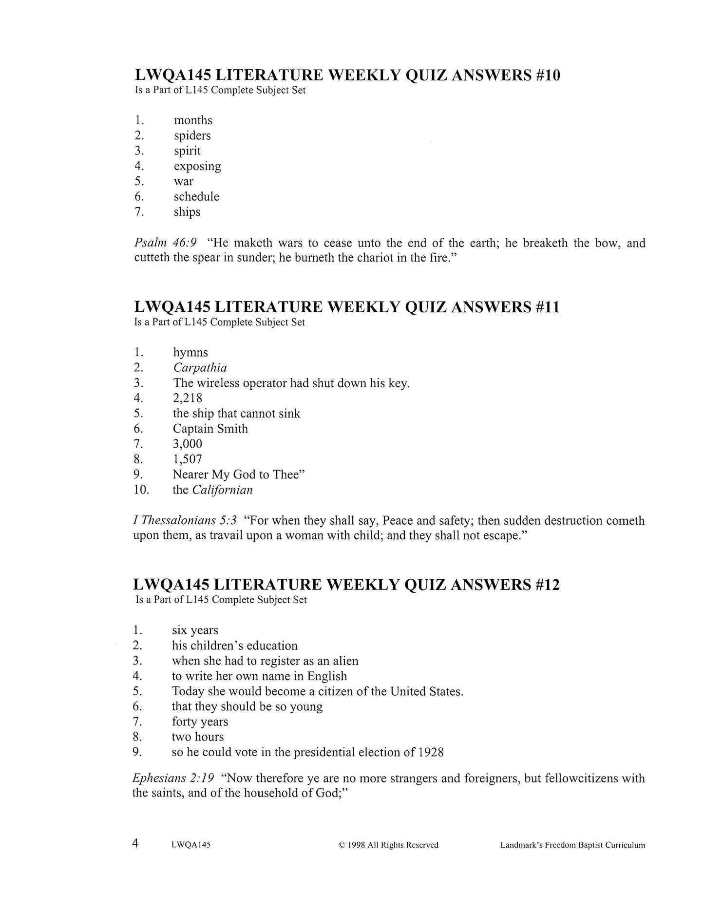 Literature Grade 09 - Character-Building Favorites (ELECTIVE)