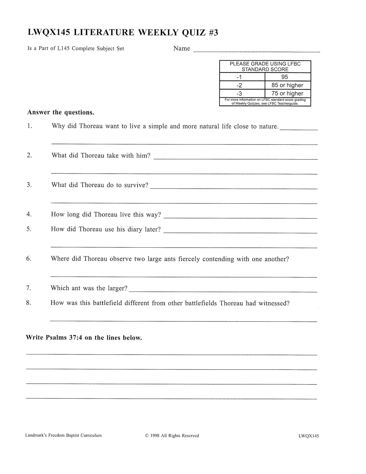 Literature Grade 09 - Character-Building Favorites (ELECTIVE)