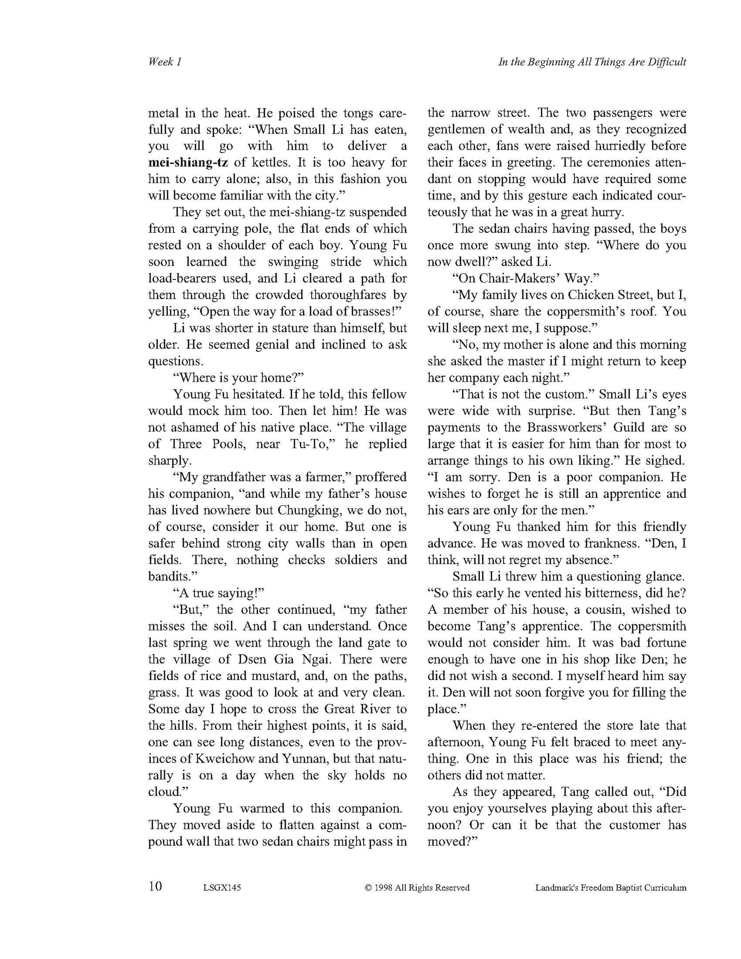 Literature Grade 09 - Character-Building Favorites (ELECTIVE)