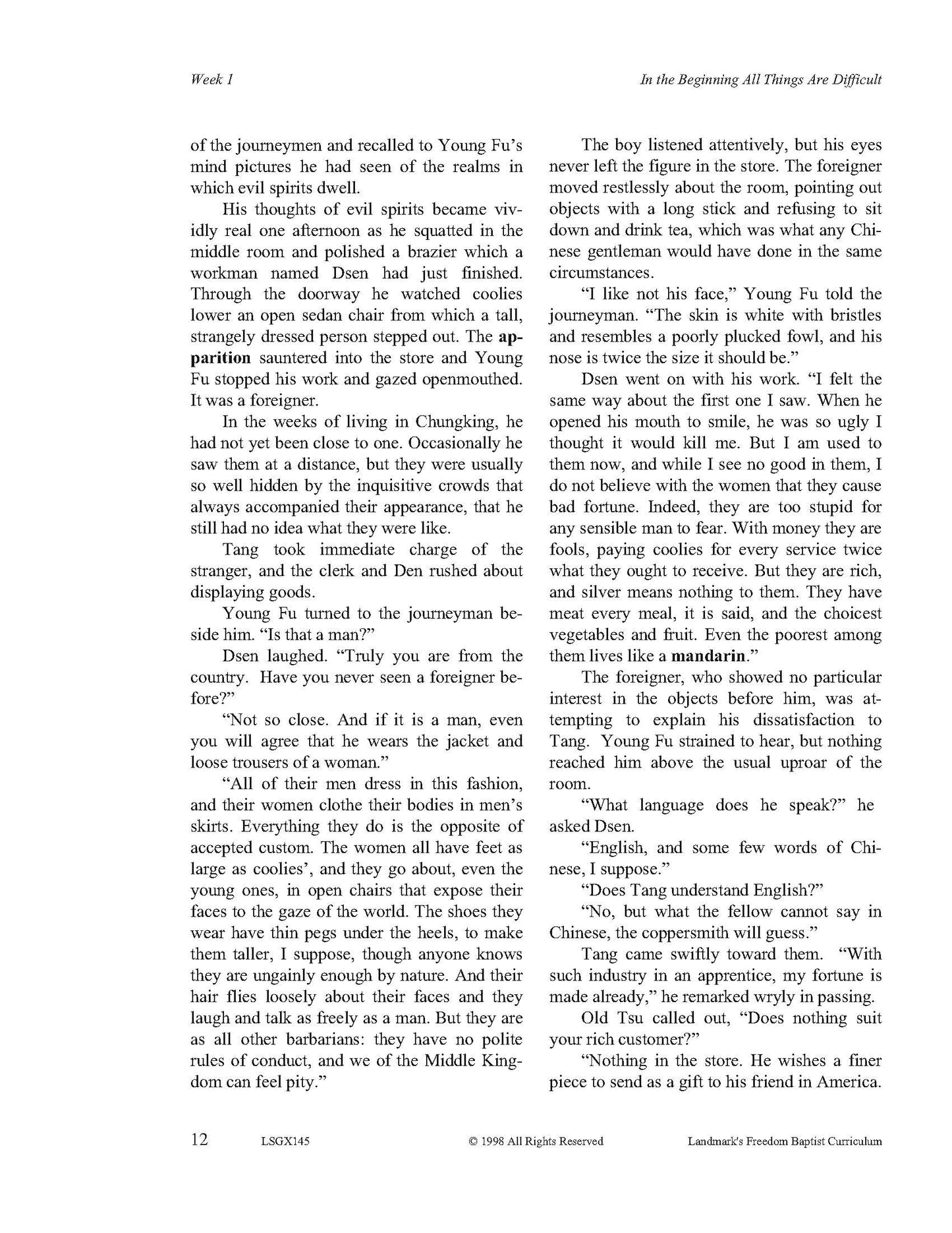 Literature Grade 09 - Character-Building Favorites (ELECTIVE)