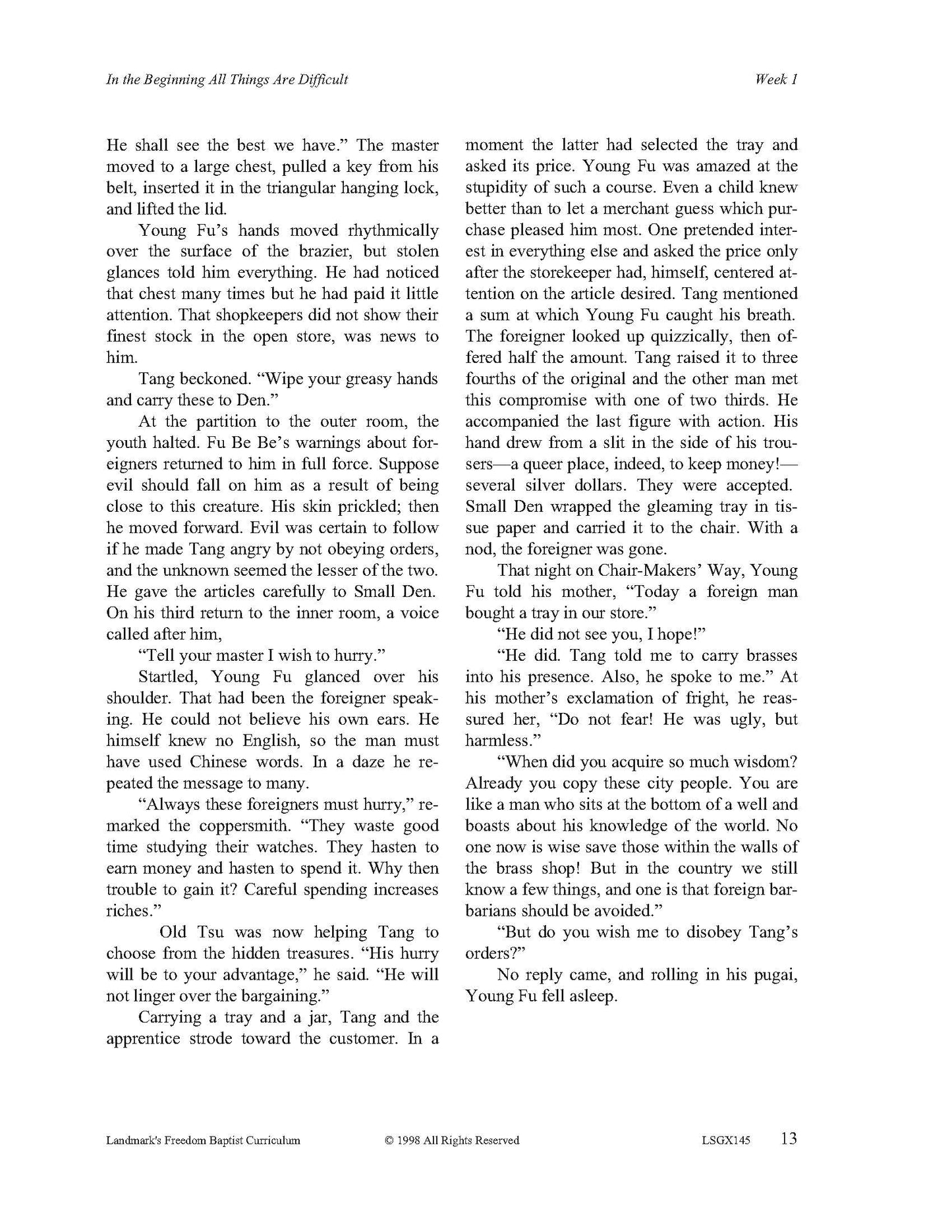 Literature Grade 09 - Character-Building Favorites (ELECTIVE)