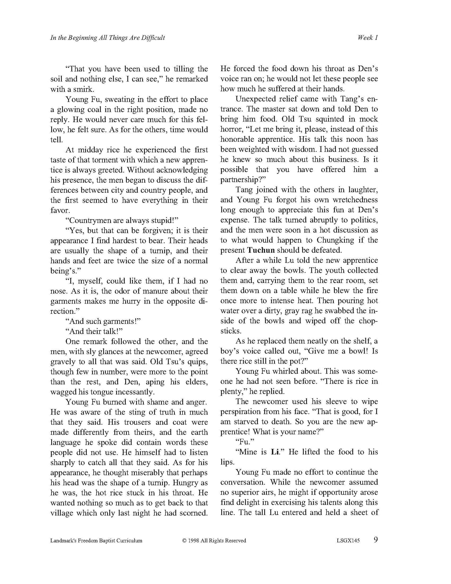 Literature Grade 09 - Character-Building Favorites (ELECTIVE)