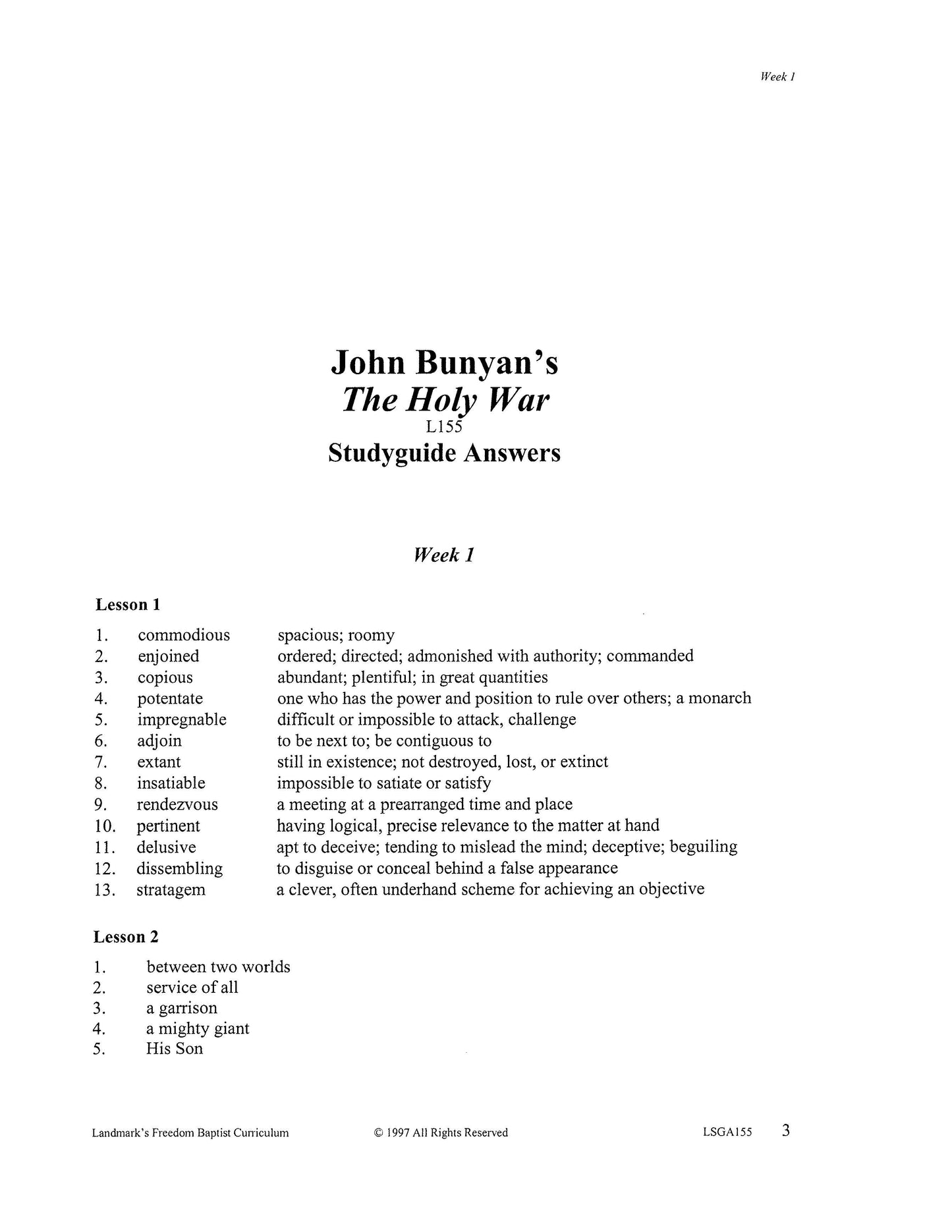 Literature Grade 11 - John Bunyan's The Holy War   (ELECTIVE)