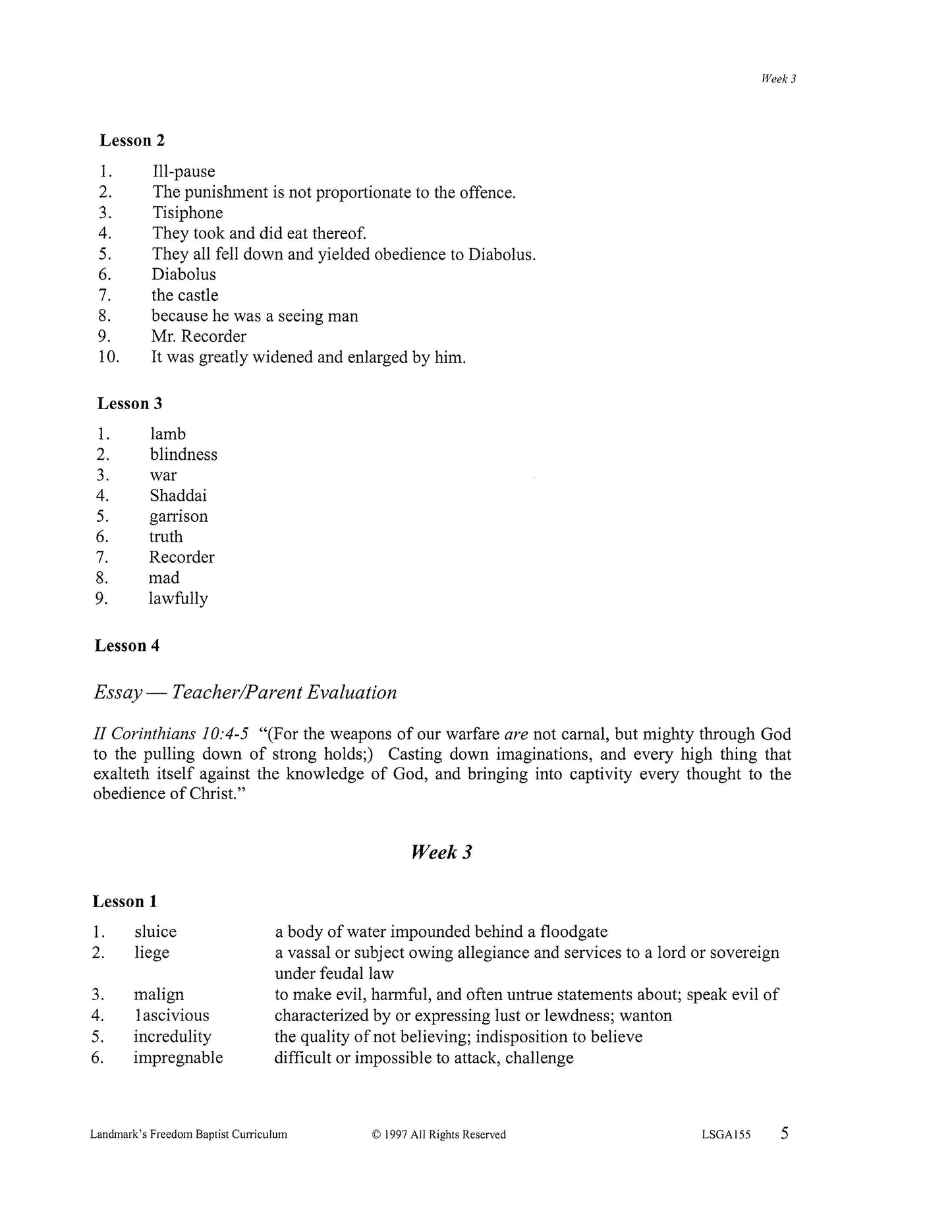 Literature Grade 11 - John Bunyan's The Holy War   (ELECTIVE)