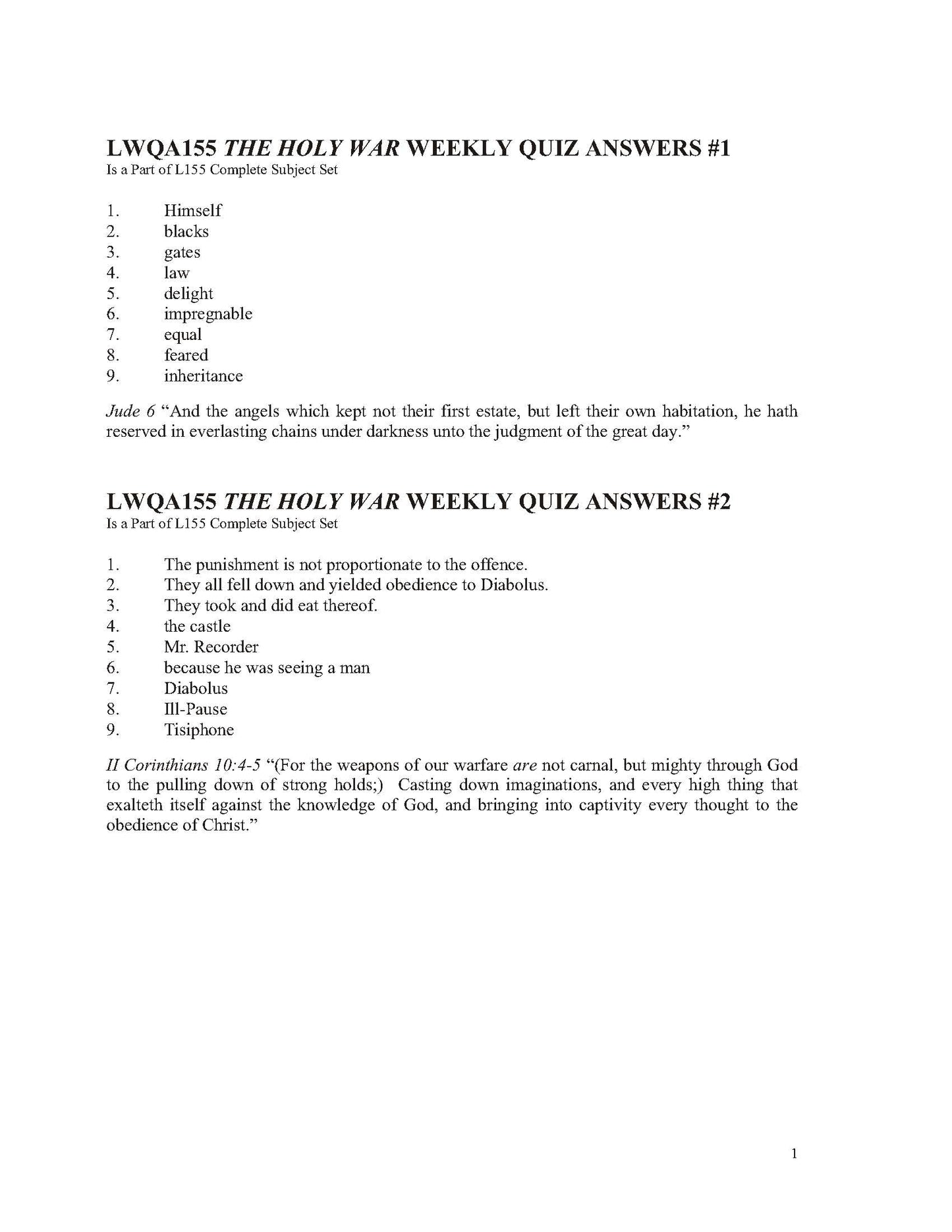 Literature Grade 11 - John Bunyan's The Holy War   (ELECTIVE)