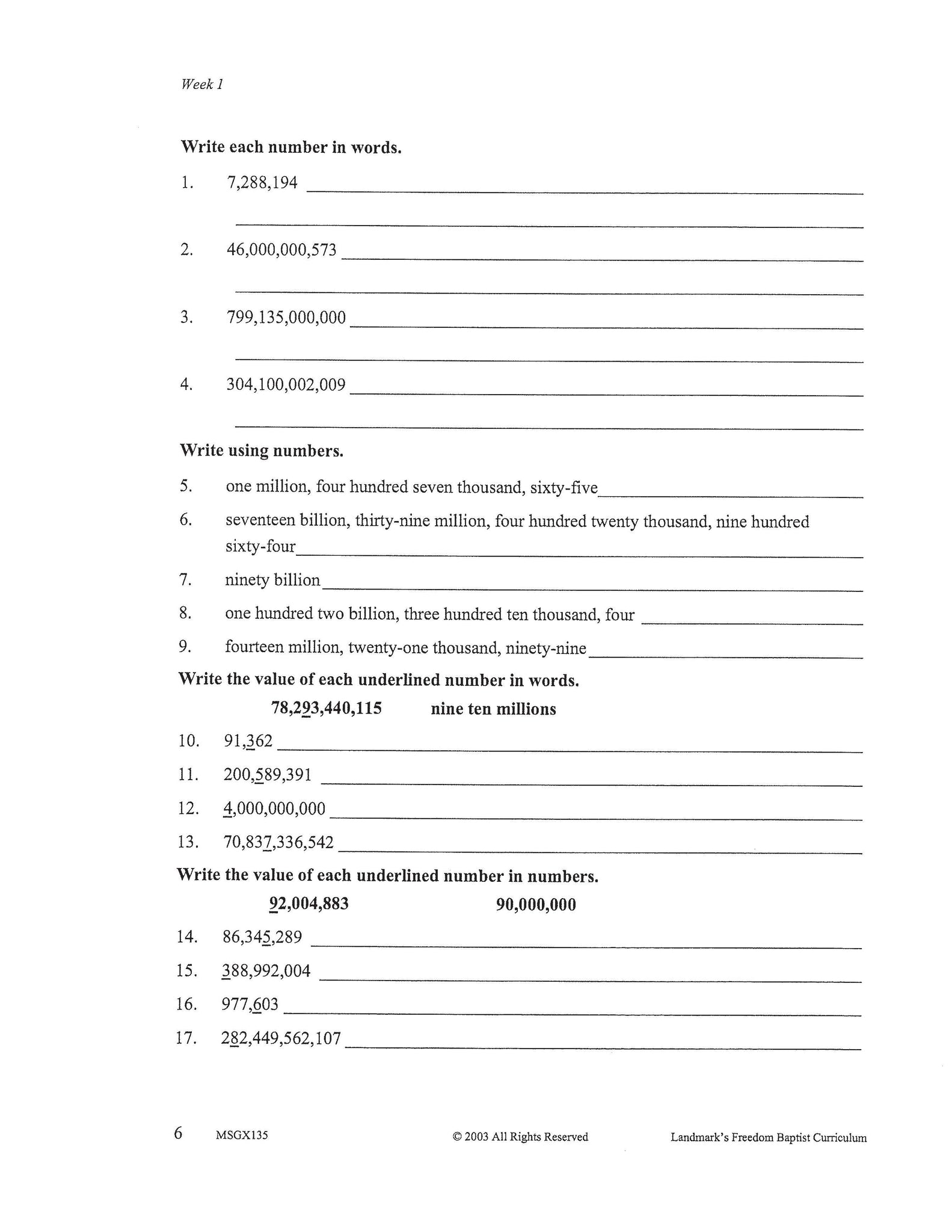 Math Grade 07 Landmark S Freedom Baptist Curriculum