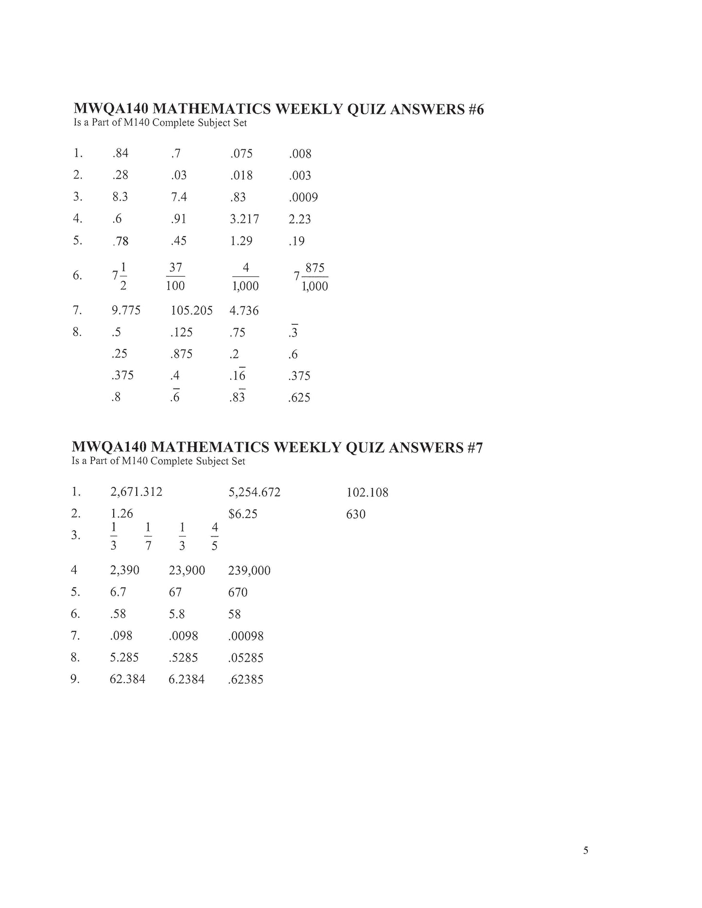 Math Grade 08 - Math Foundations / Pre-Algebra