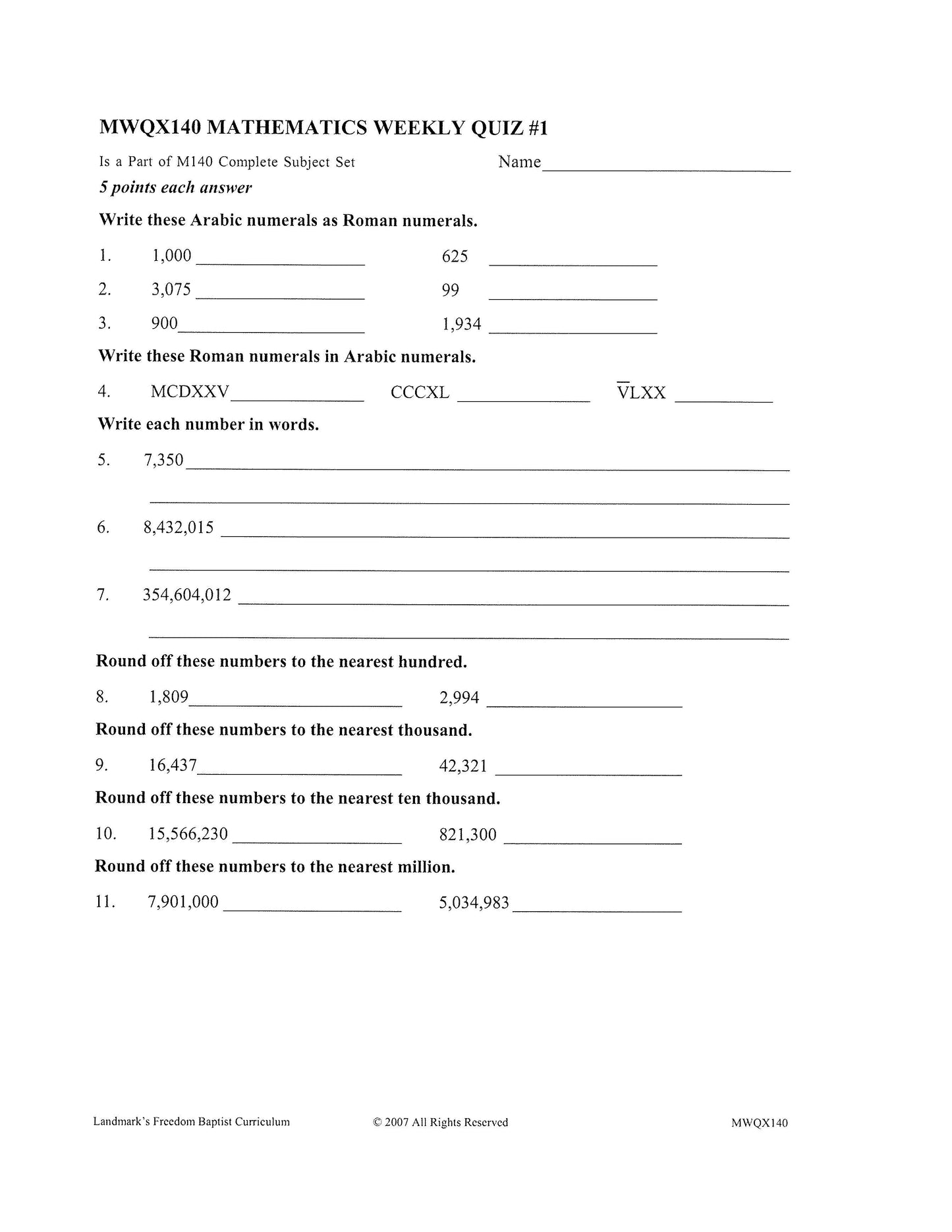 Math Grade 08 - Math Foundations / Pre-Algebra