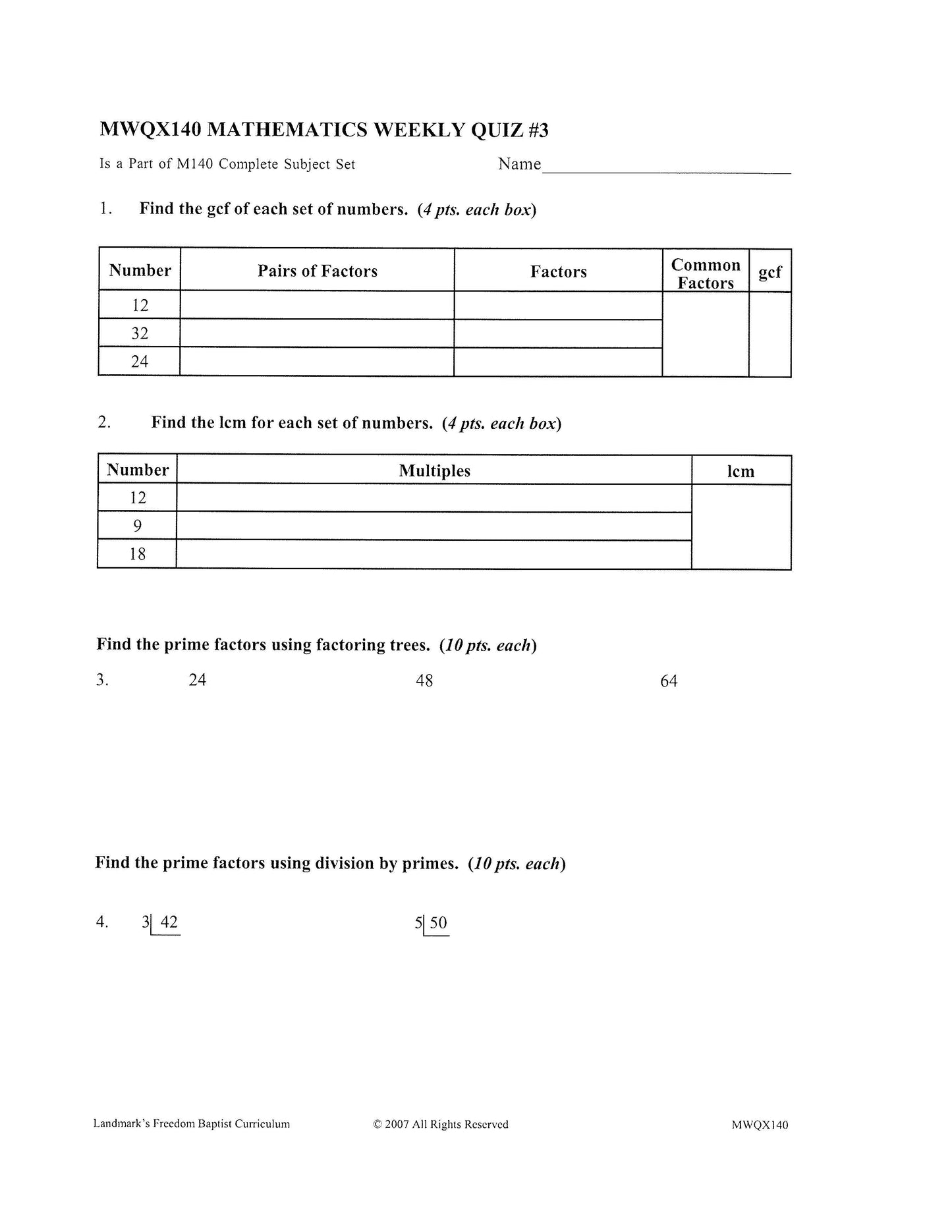 Math Grade 08 - Math Foundations / Pre-Algebra