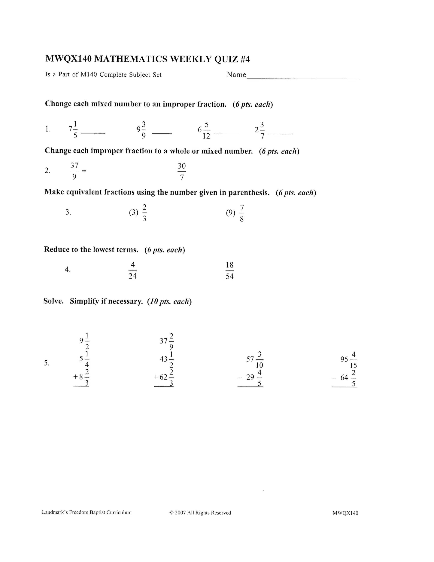 Math Grade 08 - Math Foundations / Pre-Algebra
