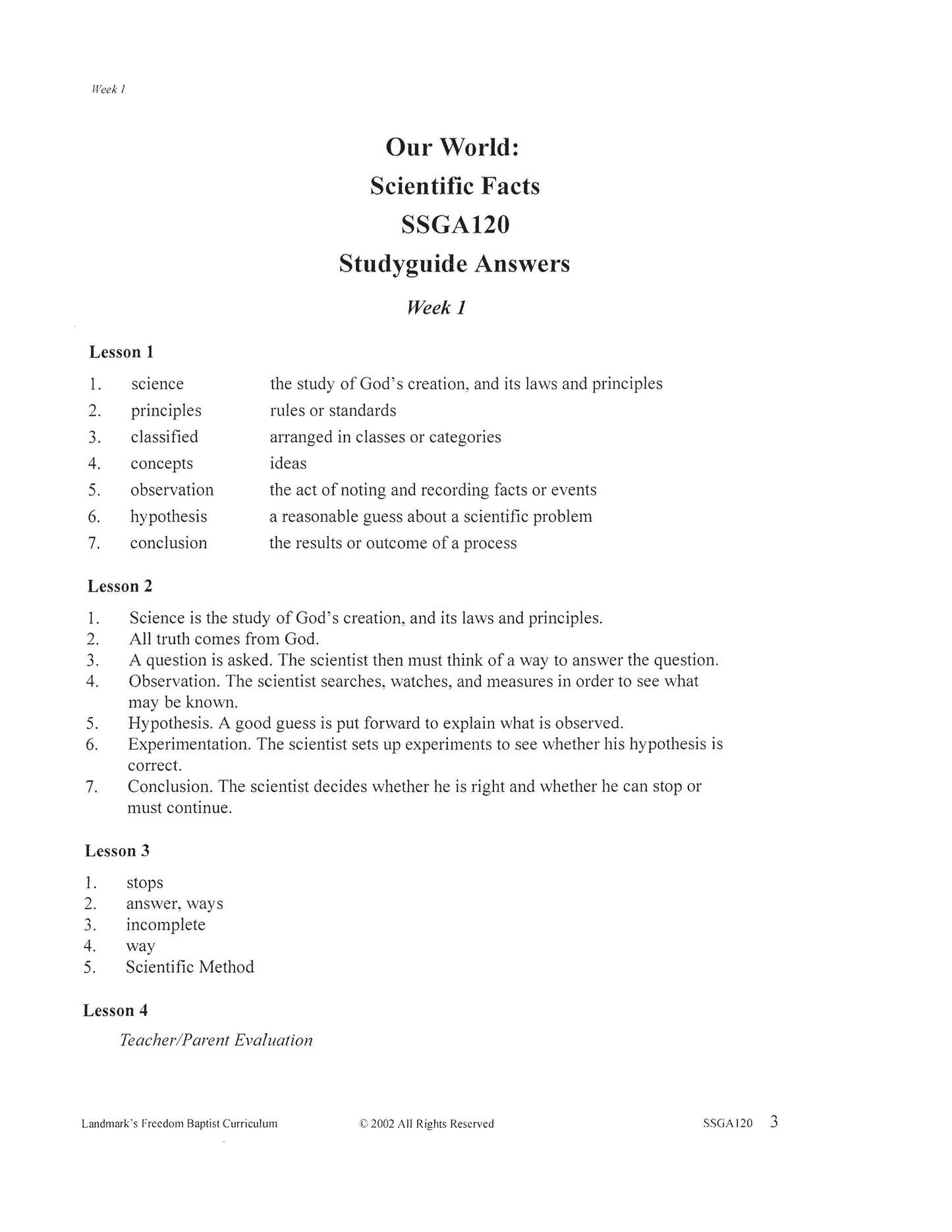 Science Grade 04 - Our World : Scientific Facts