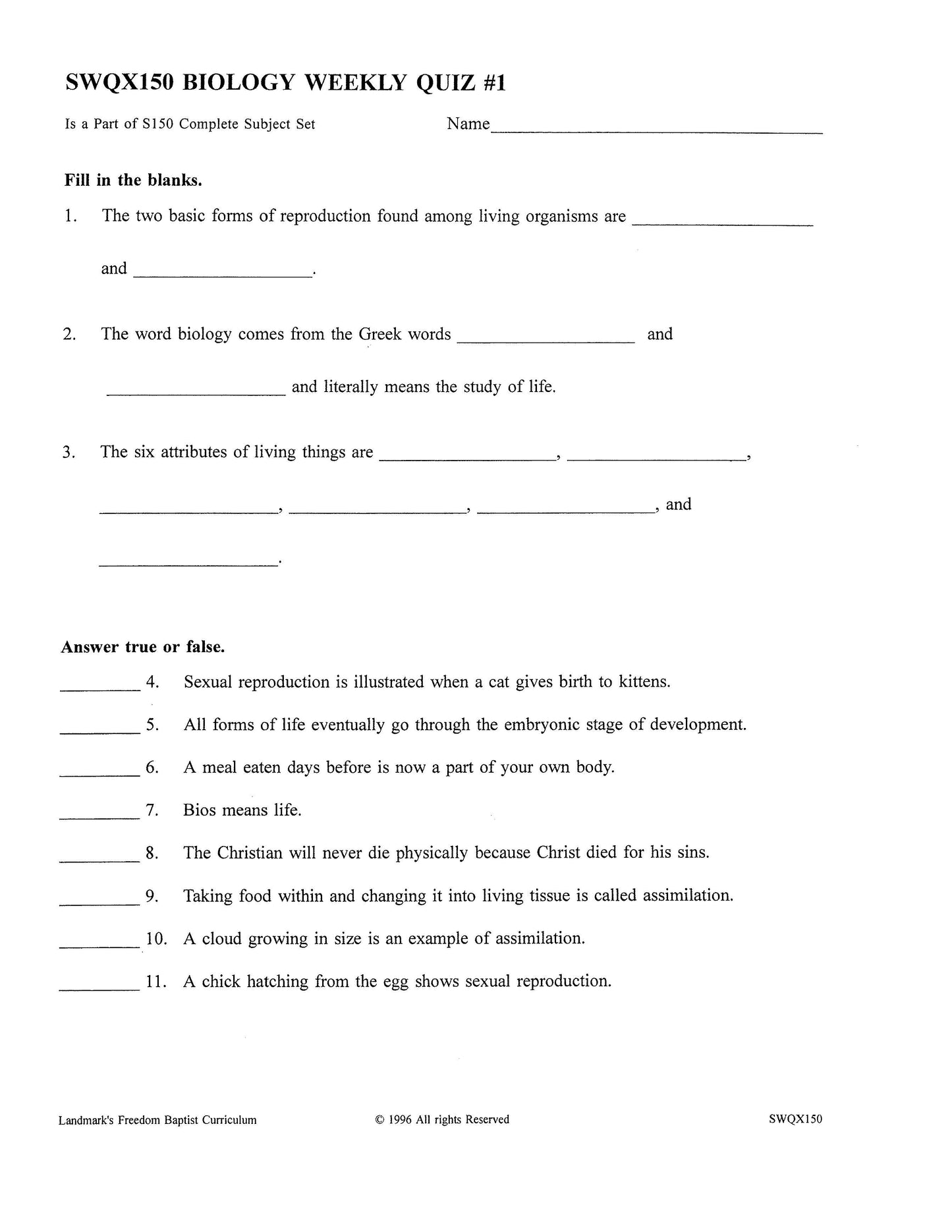 Science Grade 10 - Biology