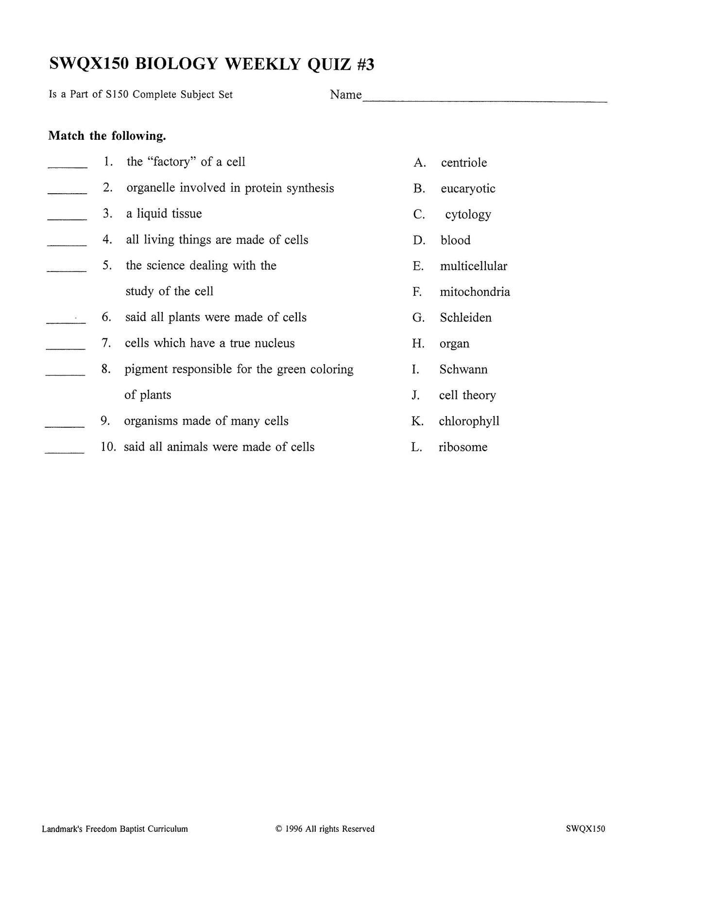 Science Grade 10 - Biology