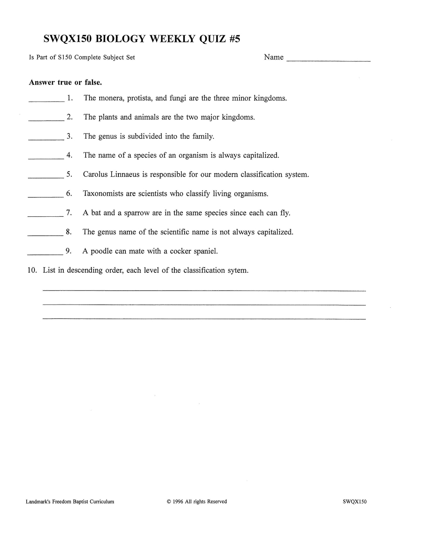 Science Grade 10 - Biology