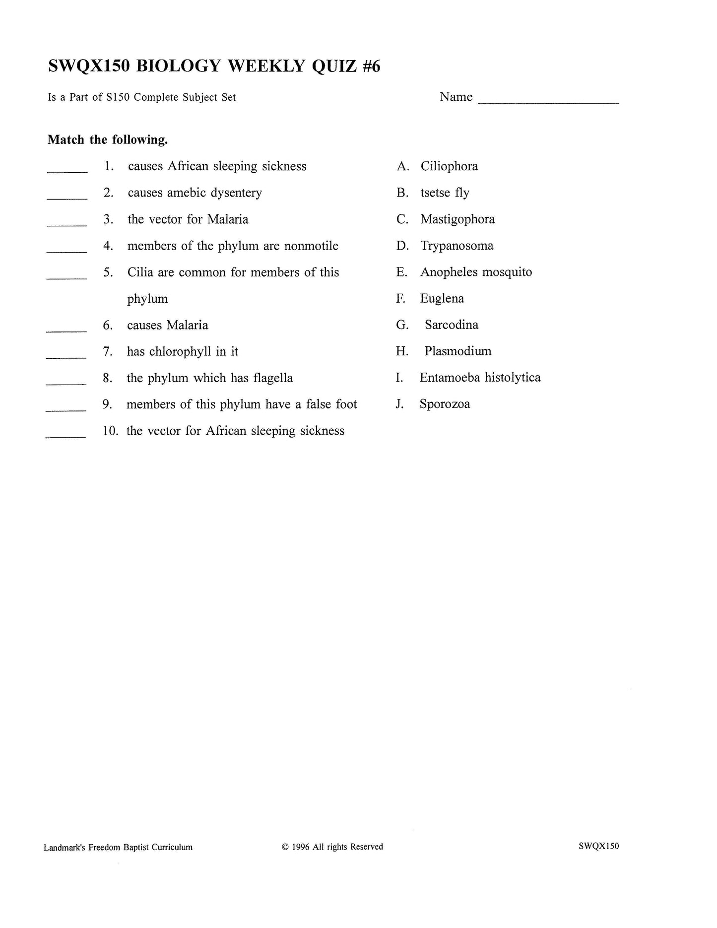 Science Grade 10 - Biology