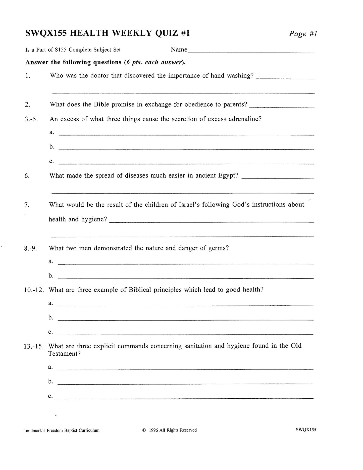 Science Grade 11 - Health & Dynamic Biblical Living