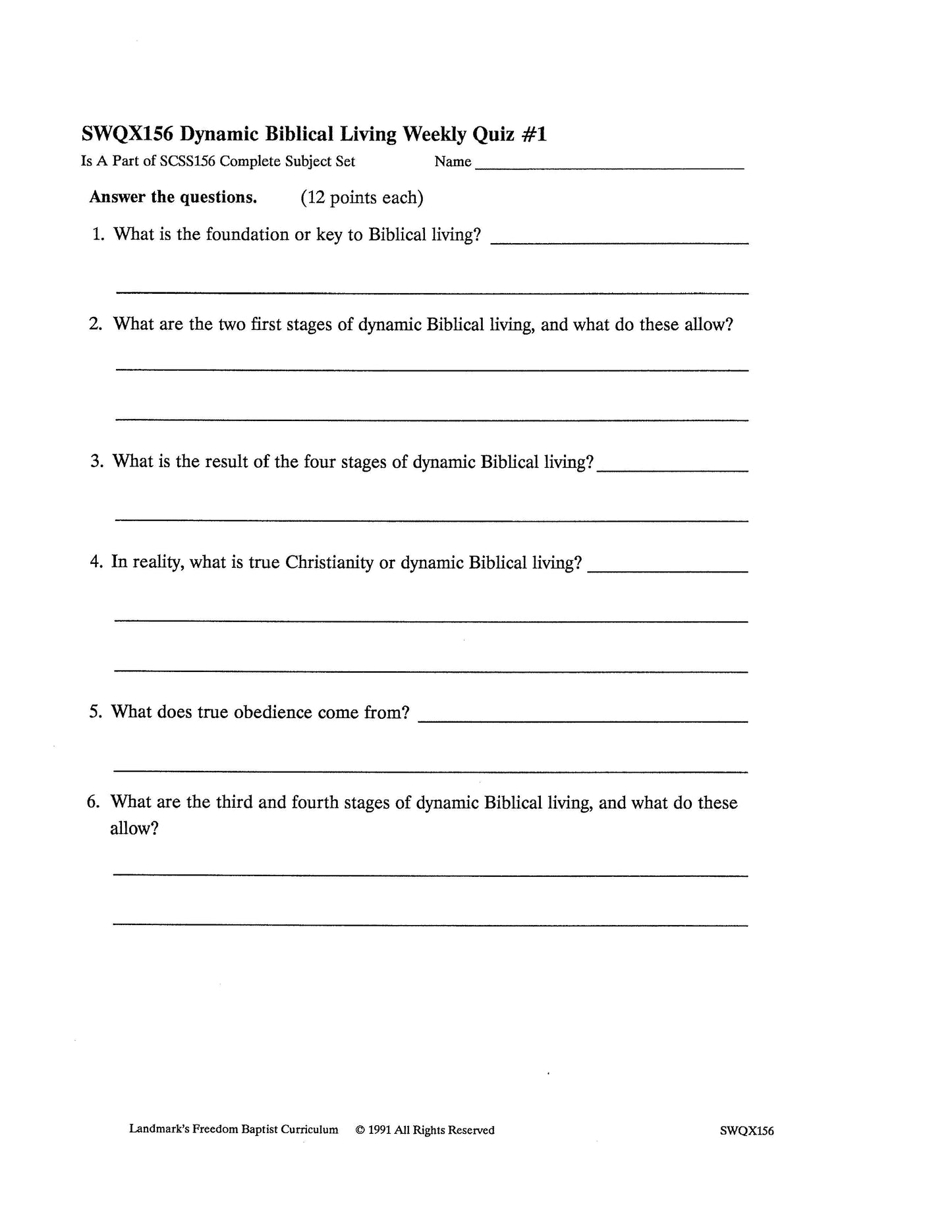 Science Grade 11 - Health & Dynamic Biblical Living