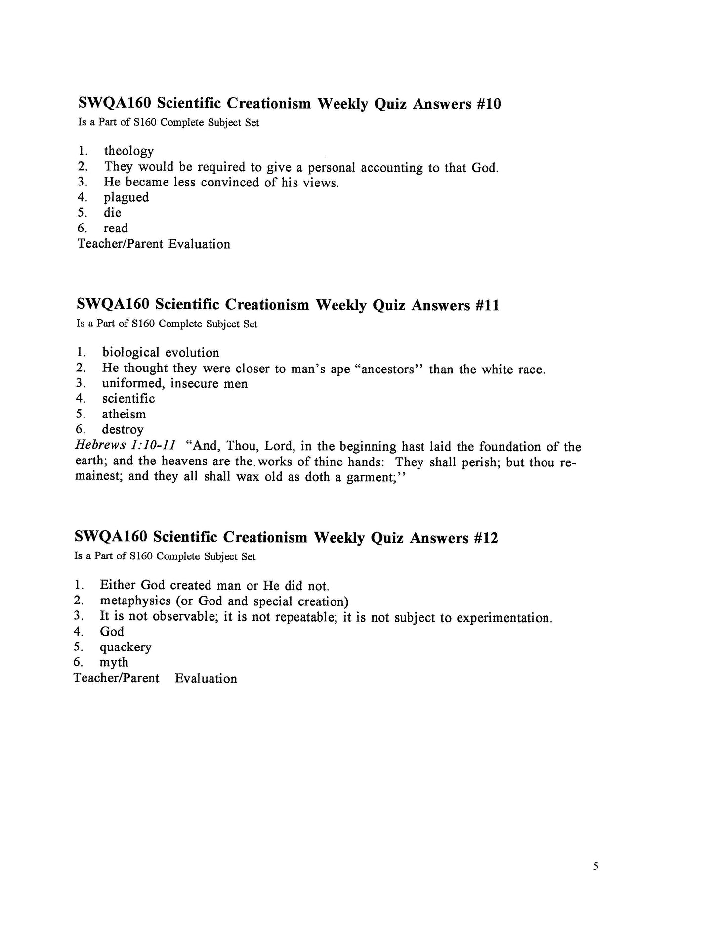 Science Grade 12 - Scientific Creationism